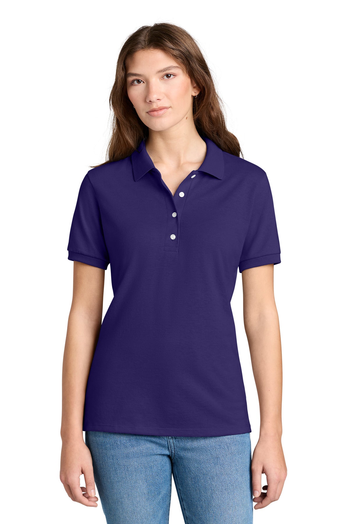 Custom Deep Purple Women's Dri-Power Sport Shirt 437W, personalized by SanCanDo Swag in Argyle, TX
