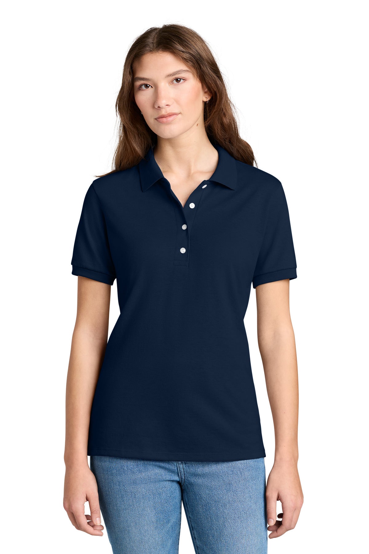 Custom J. Navy Women's Dri-Power Sport Shirt 437W, personalized by SanCanDo Swag in Argyle, TX