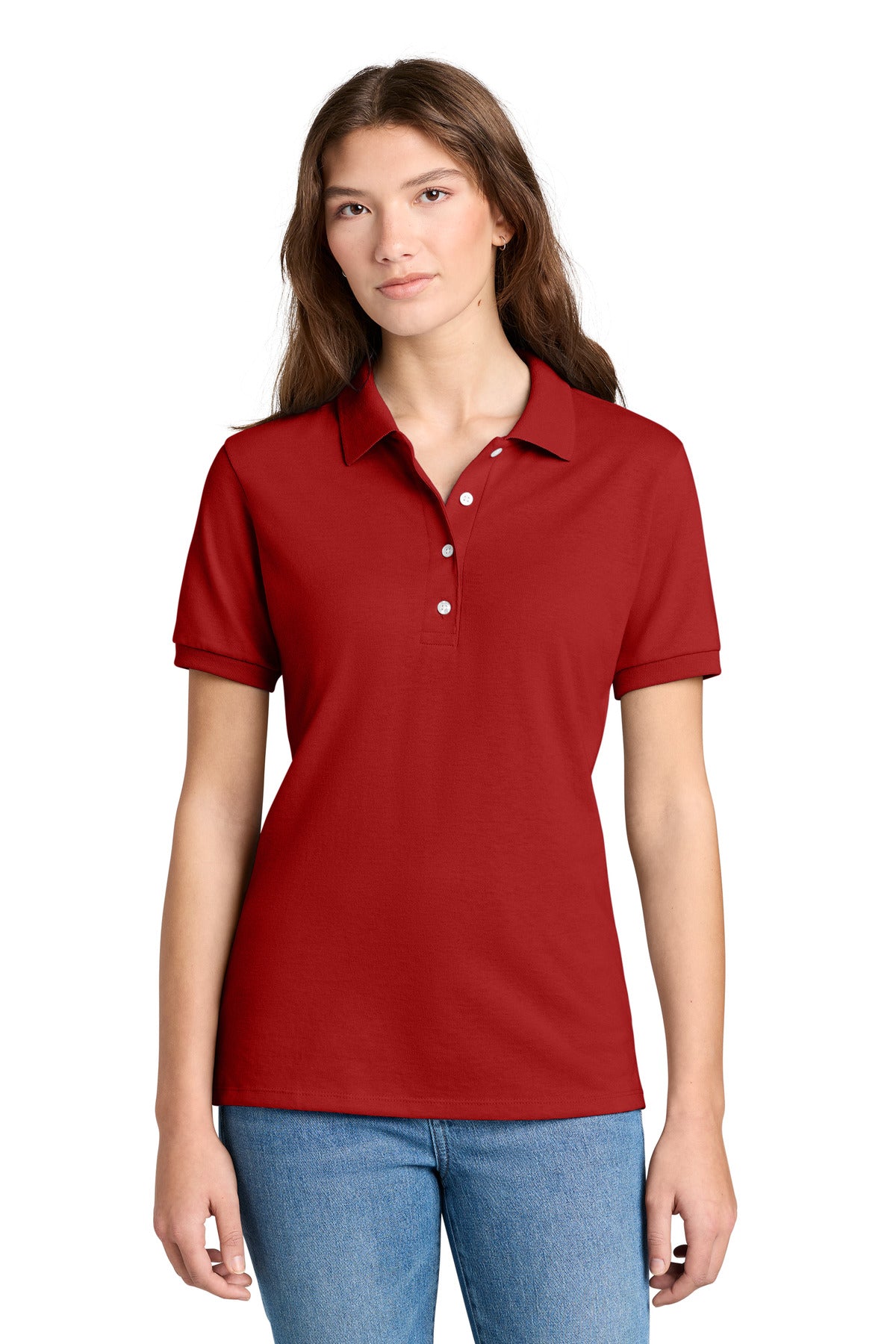 Custom True Red Women's Dri-Power Sport Shirt 437W, personalized by SanCanDo Swag in Argyle, TX