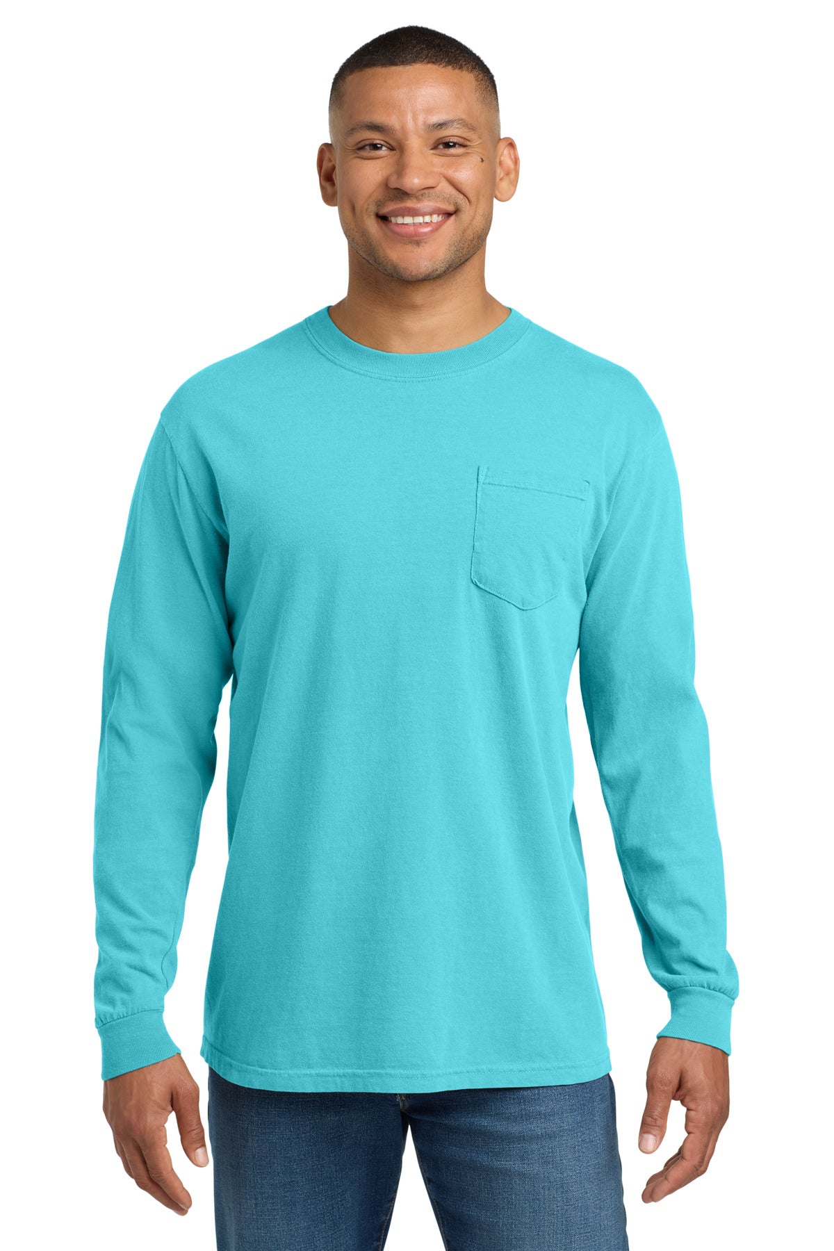 Custom Lagoon Ring Spun Long Sleeve Pocket Tee 4410, personalized by SanCanDo Swag in Argyle, TX