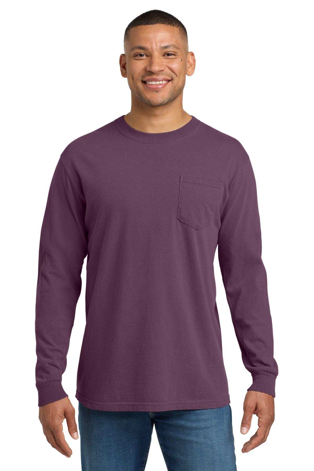 Custom Berry Ring Spun Long Sleeve Pocket Tee 4410, personalized by SanCanDo Swag in Argyle, TX