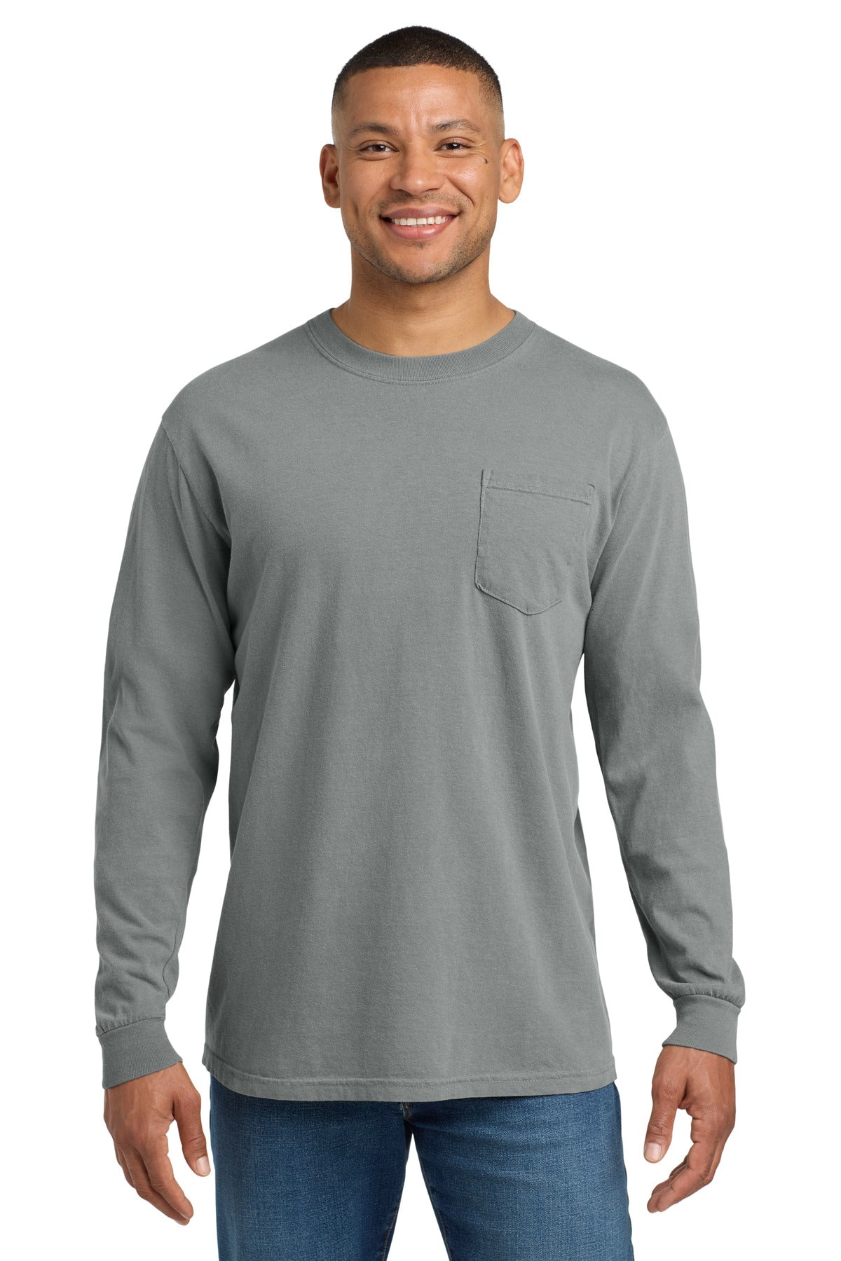 Custom Granite Ring Spun Long Sleeve Pocket Tee 4410, personalized by SanCanDo Swag in Argyle, TX