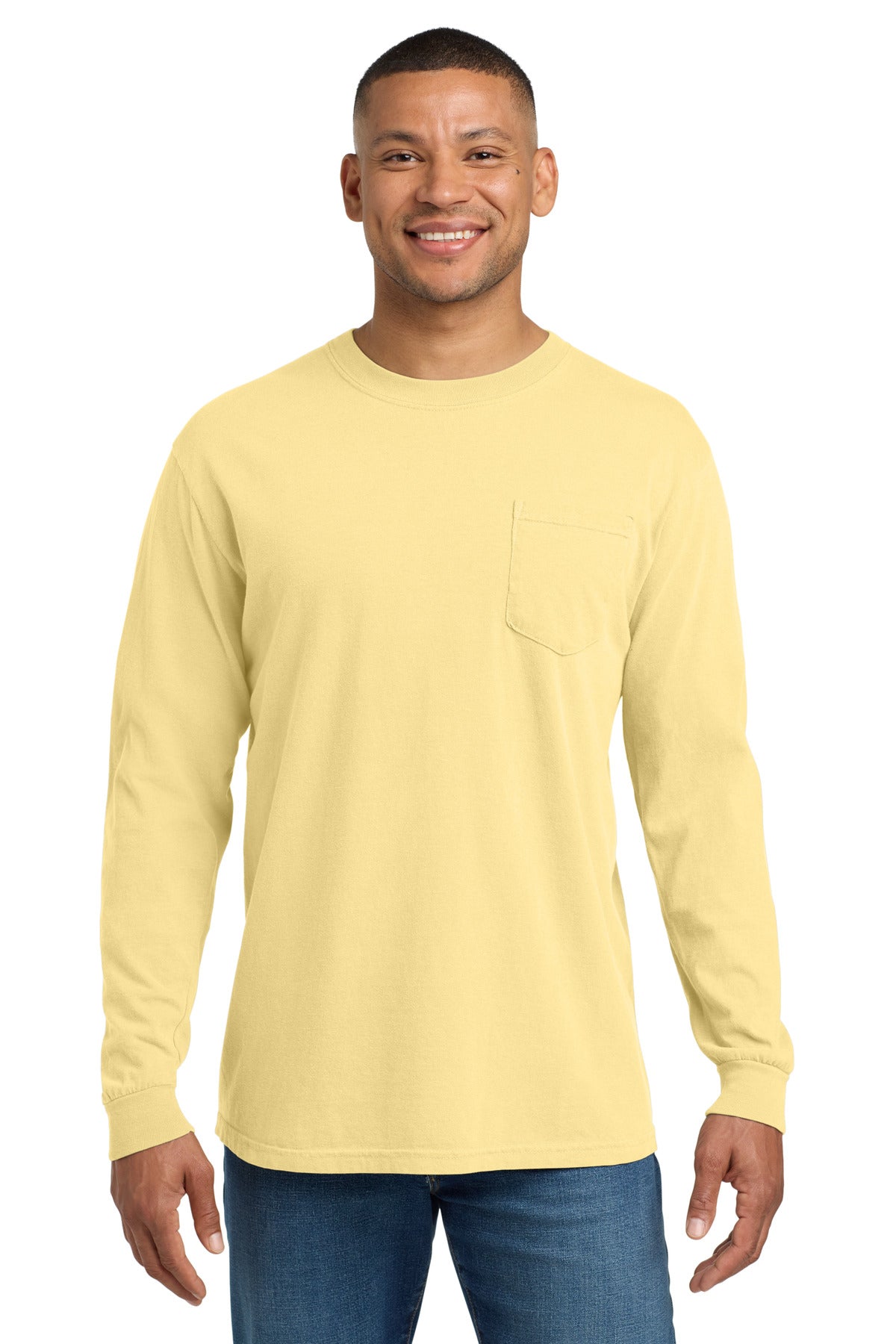 Custom Butter Ring Spun Long Sleeve Pocket Tee 4410, personalized by SanCanDo Swag in Argyle, TX