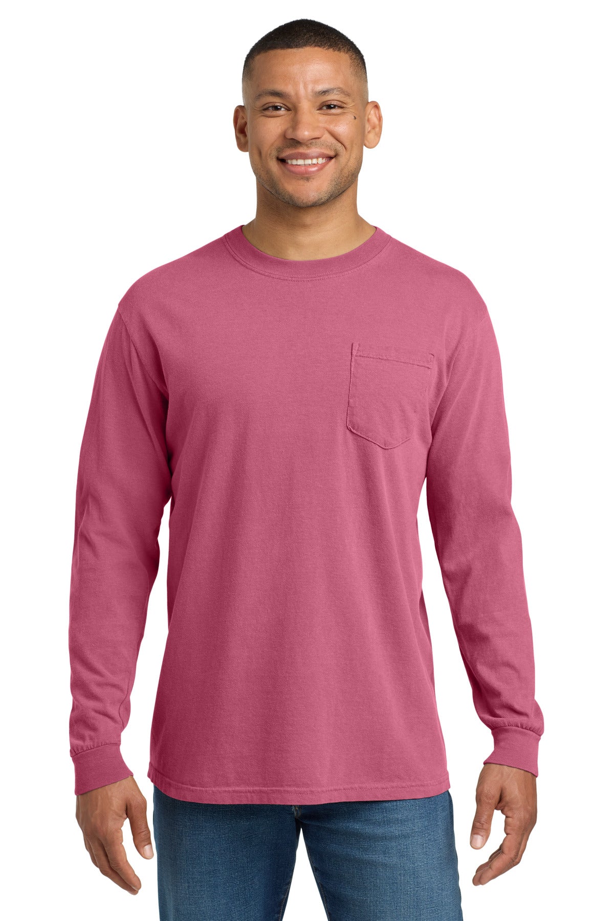 Custom Crunchberry Ring Spun Long Sleeve Pocket Tee 4410, personalized by SanCanDo Swag in Argyle, TX