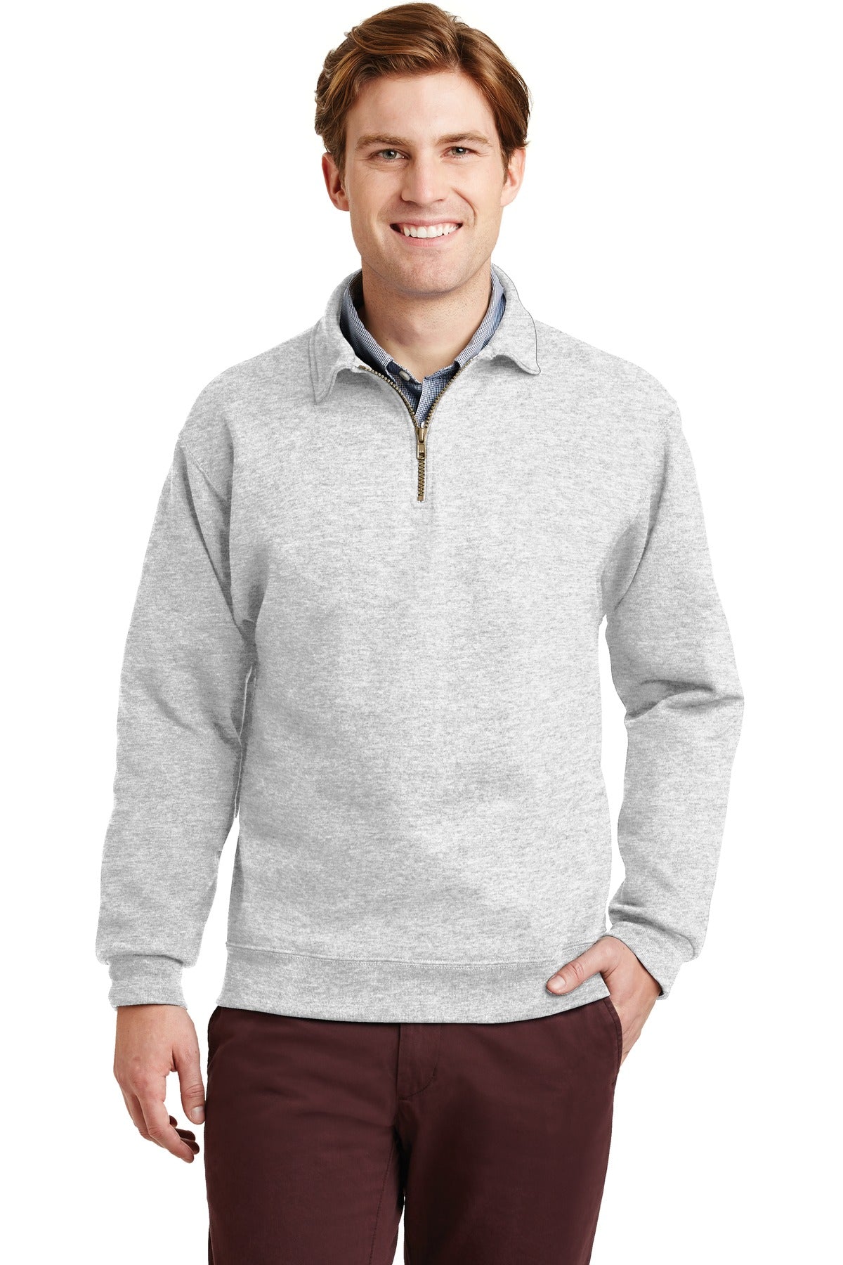Custom Ash Sweatshirt with Cadet Collar 4528M, personalized by SanCanDo Swag in Argyle, TX