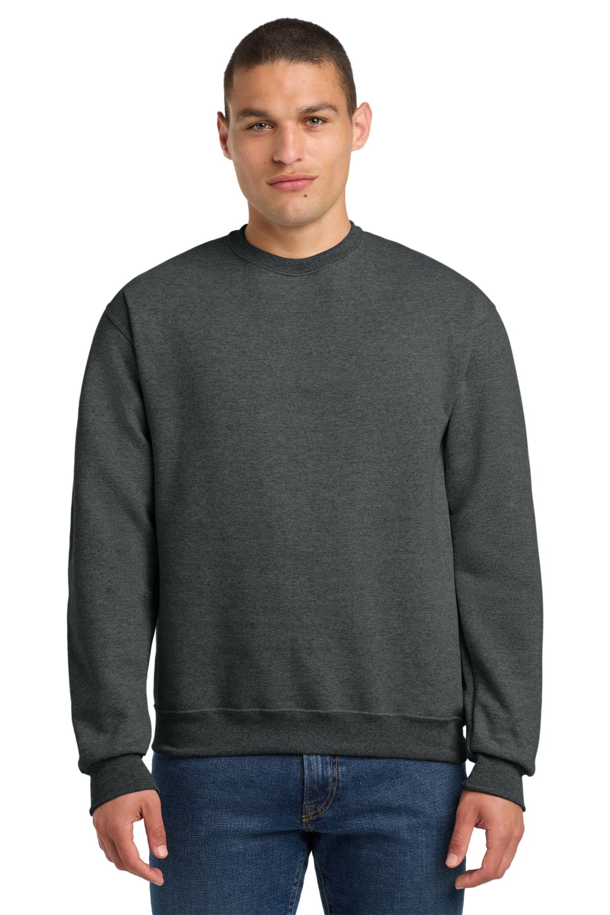 Custom Black Heather Super Sweats NuBlend - Crewneck 4662M, personalized by SanCanDo Swag in Argyle, TX