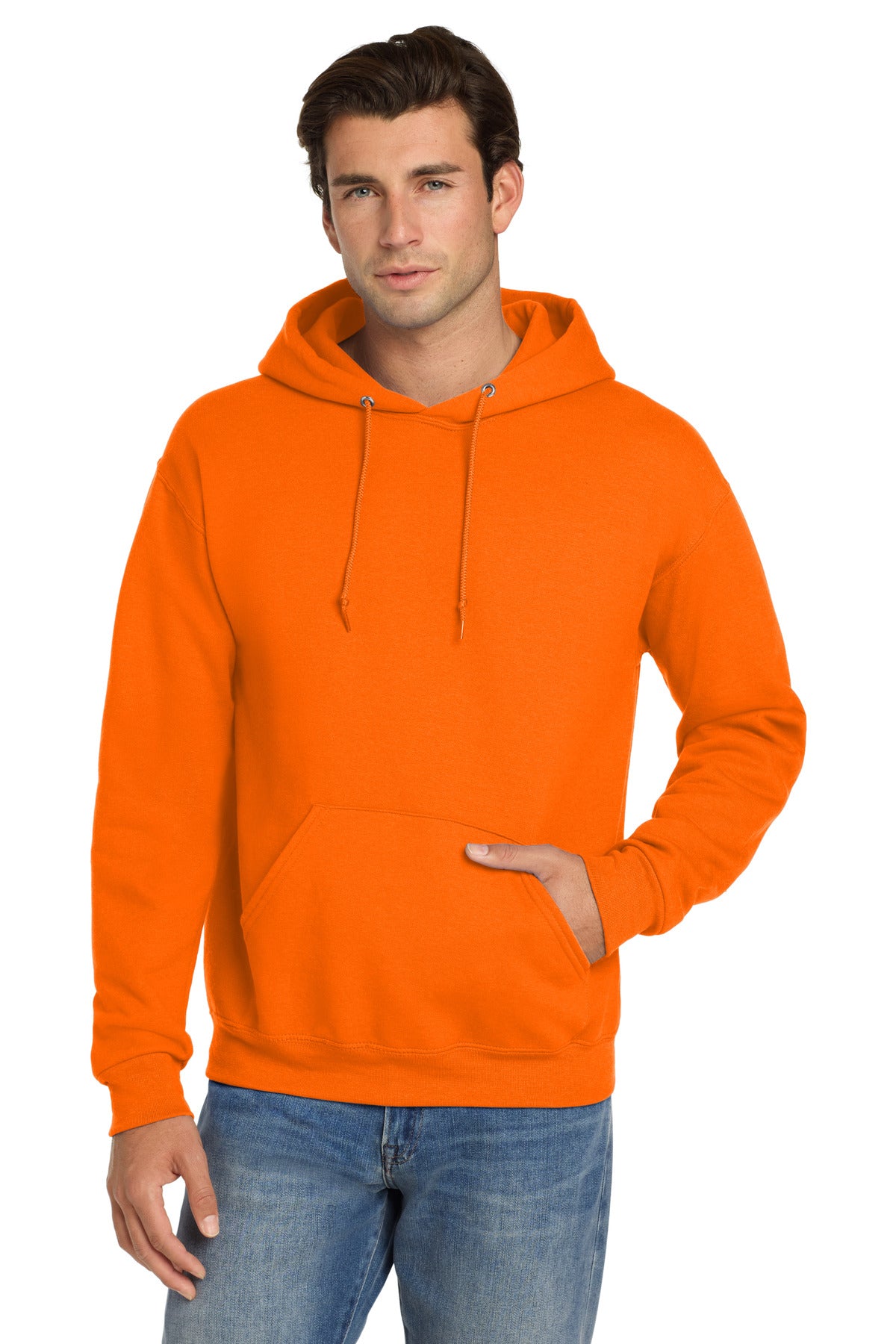 Custom Safety Orange Super Sweats NuBlend - Hoodie 4997M, personalized by SanCanDo Swag in Argyle, TX