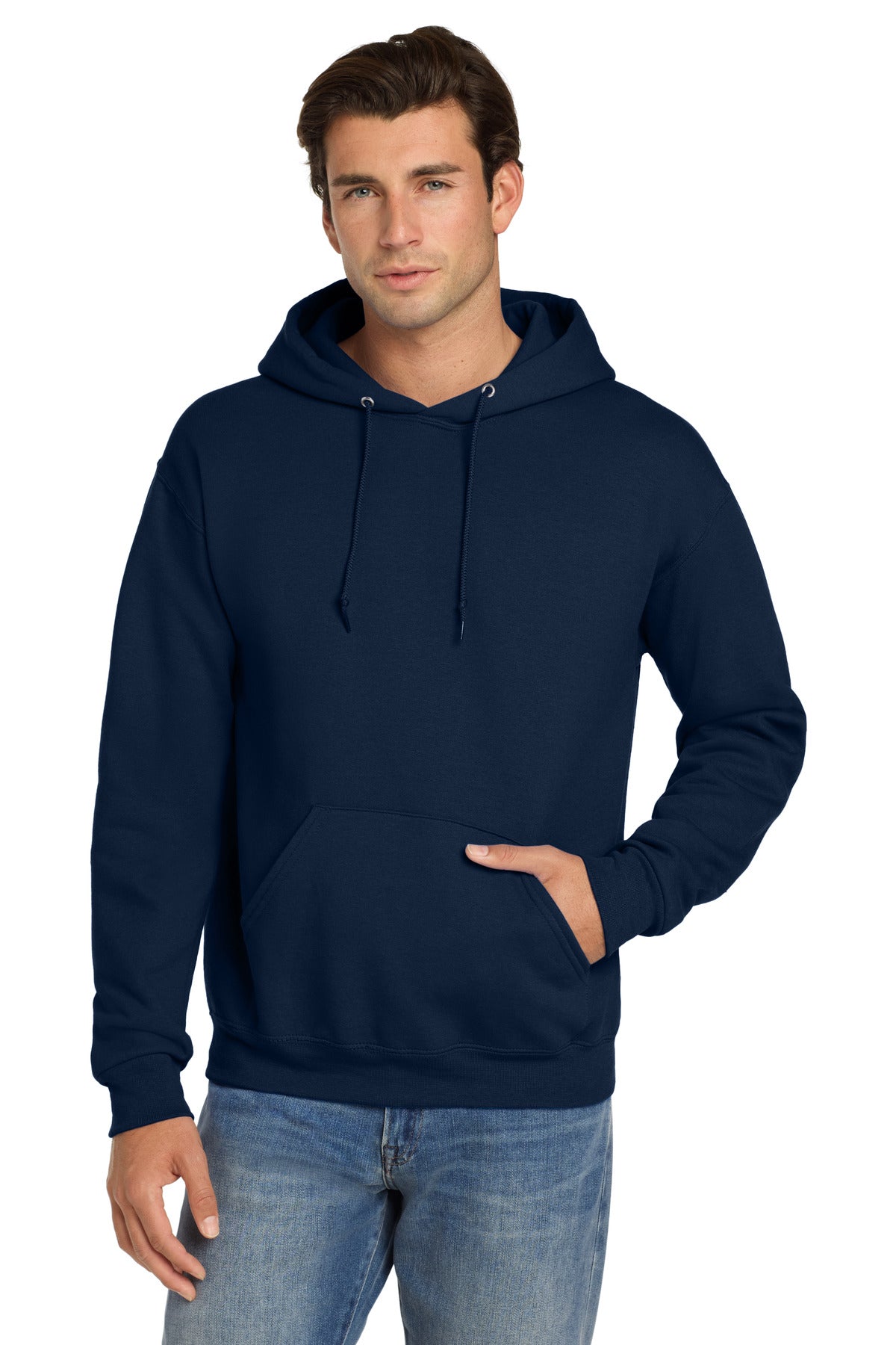 Custom J. Navy Super Sweats NuBlend - Hoodie 4997M, personalized by SanCanDo Swag in Argyle, TX