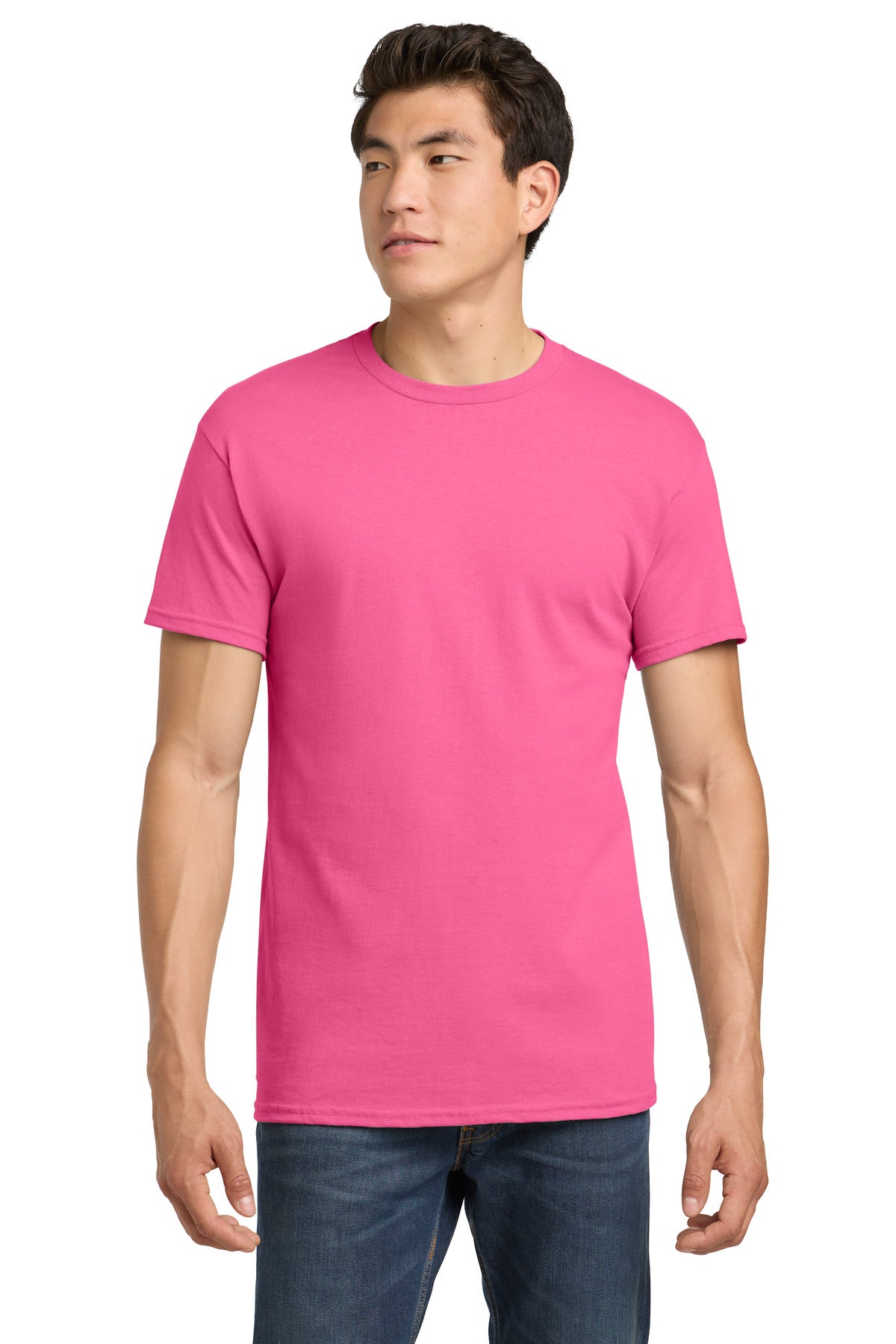 Custom Safety Pink Heavy Cotton Cotton Tee 5000, personalized by SanCanDo Swag in Argyle, TX