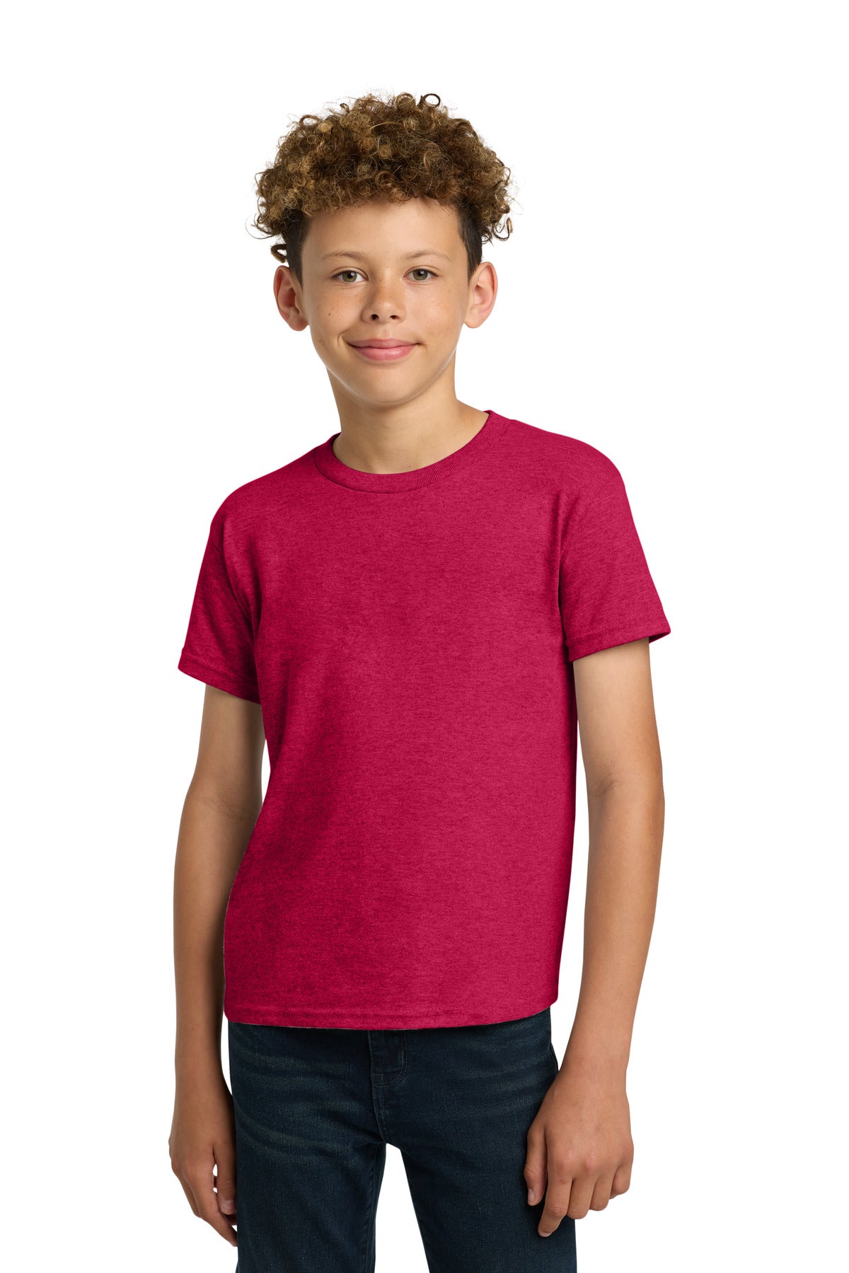 Custom Heather Red Youth Heavy Cotton Cotton Tee 5000B, personalized by SanCanDo Swag in Argyle, TX