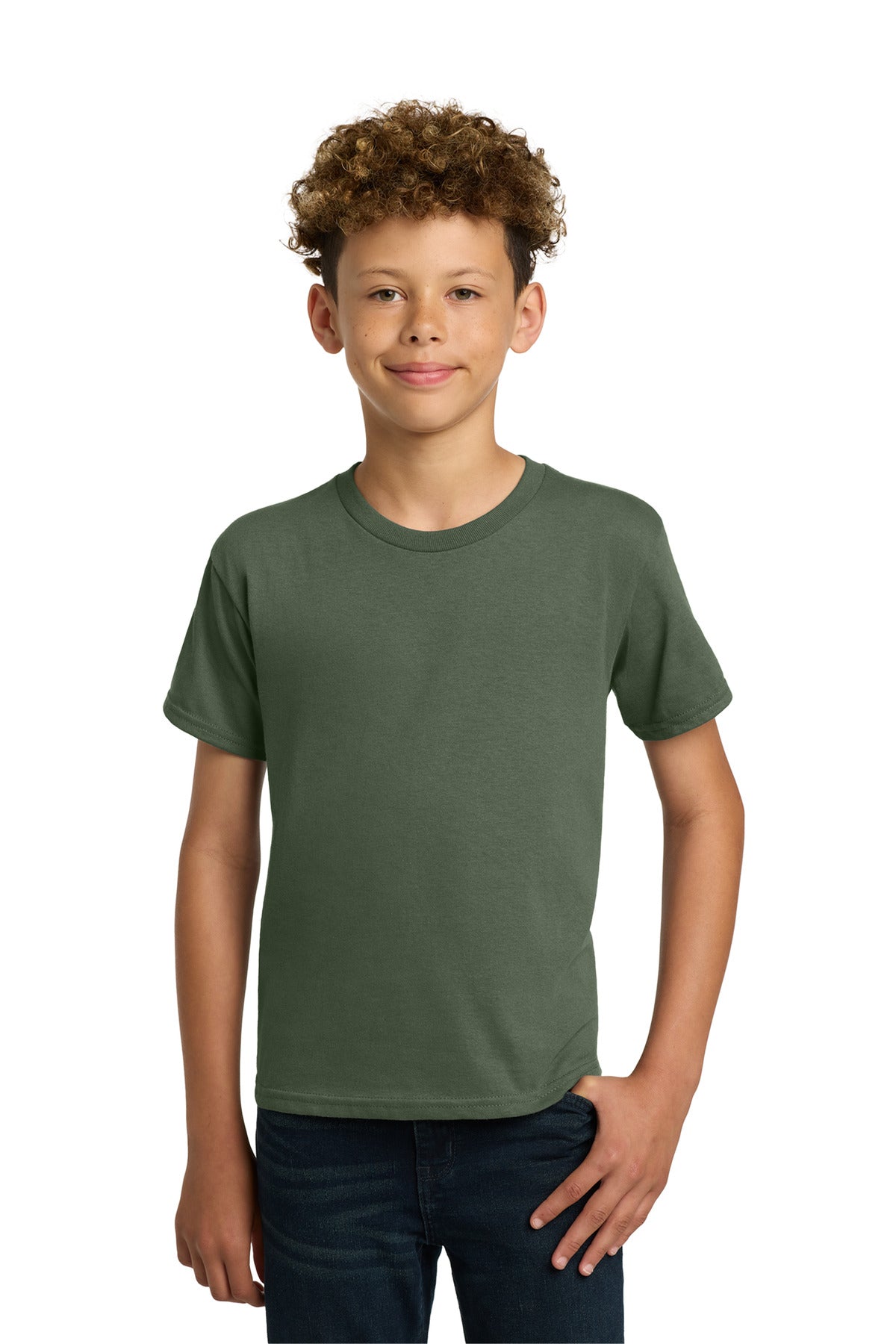 Custom Military Green Youth Heavy Cotton Cotton Tee 5000B, personalized by SanCanDo Swag in Argyle, TX