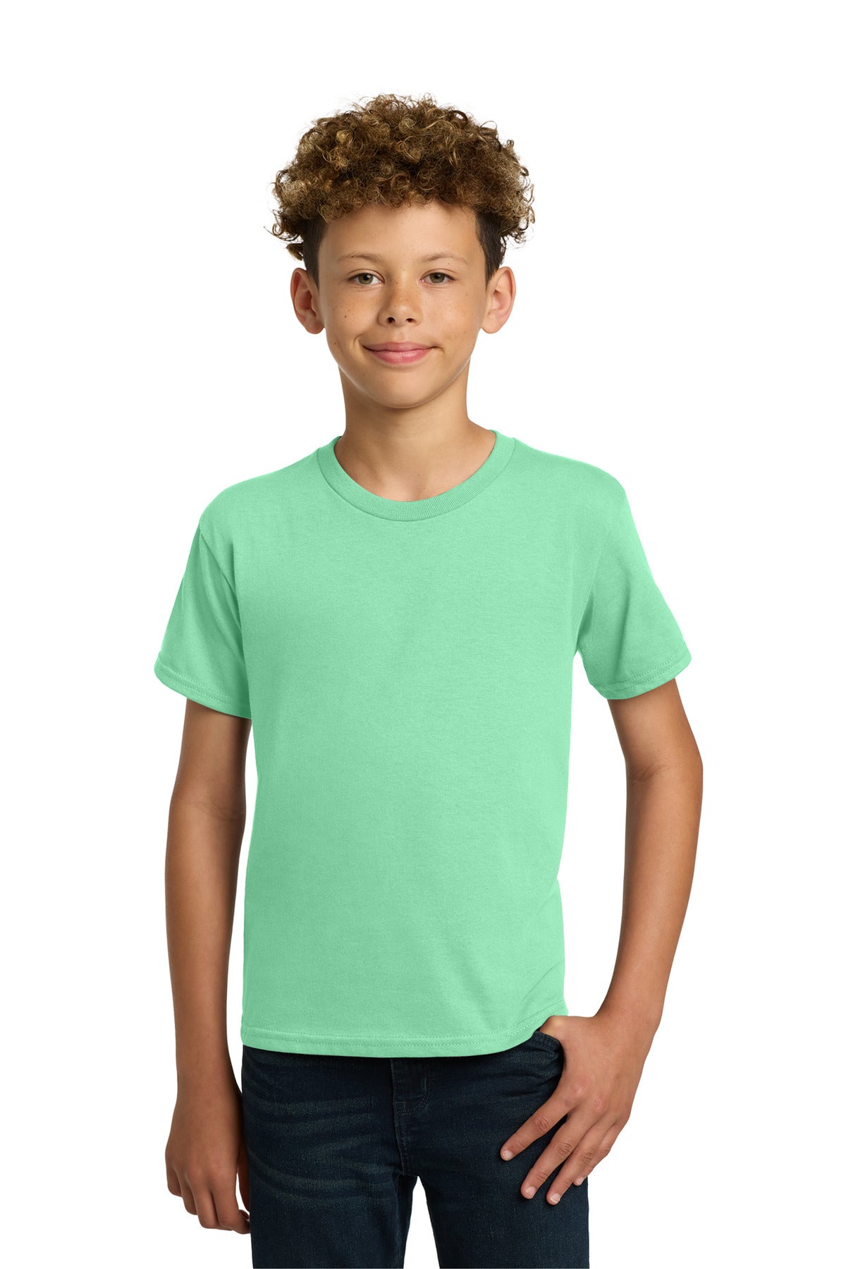 Custom Mint Green Youth Heavy Cotton Cotton Tee 5000B, personalized by SanCanDo Swag in Argyle, TX