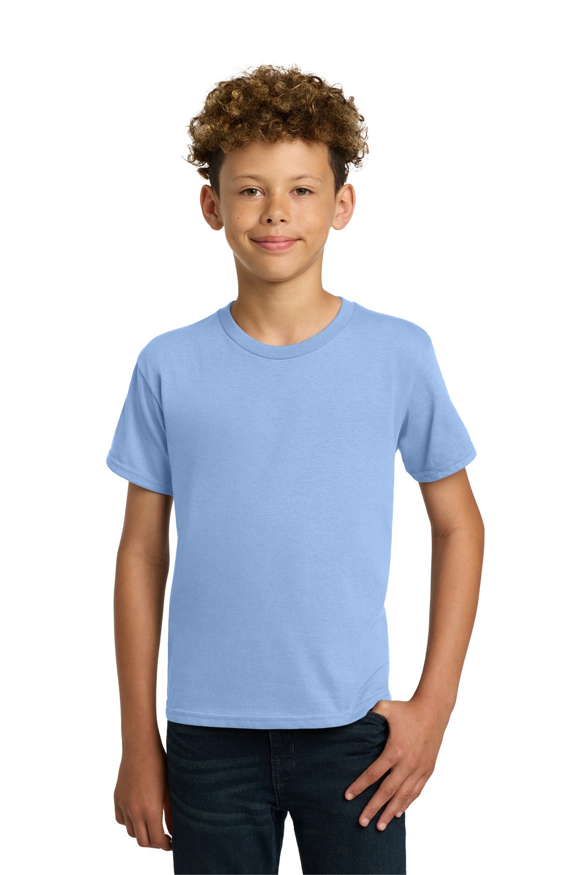 Custom Light Blue Youth Heavy Cotton Cotton Tee 5000B, personalized by SanCanDo Swag in Argyle, TX