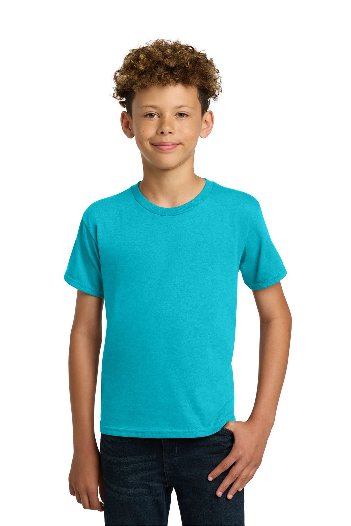 Custom Tropical Blue Youth Heavy Cotton Cotton Tee 5000B, personalized by SanCanDo Swag in Argyle, TX
