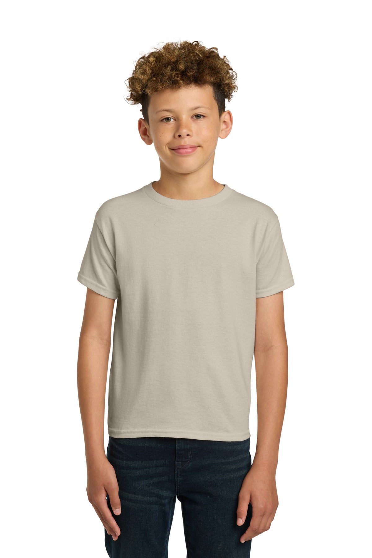 Custom Sand Youth Heavy Cotton Cotton Tee 5000B, personalized by SanCanDo Swag in Argyle, TX