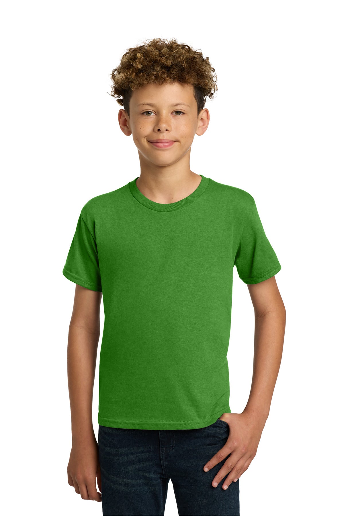 Custom Electric Green Youth Heavy Cotton Cotton Tee 5000B, personalized by SanCanDo Swag in Argyle, TX