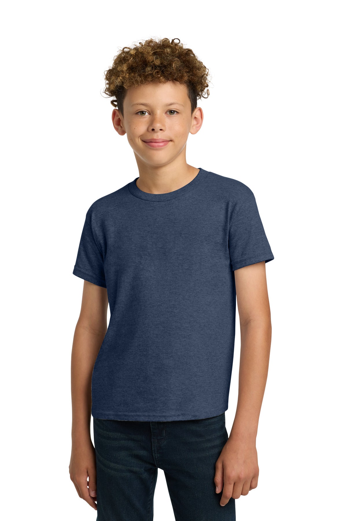 Custom Heather Navy Youth Heavy Cotton Cotton Tee 5000B, personalized by SanCanDo Swag in Argyle, TX