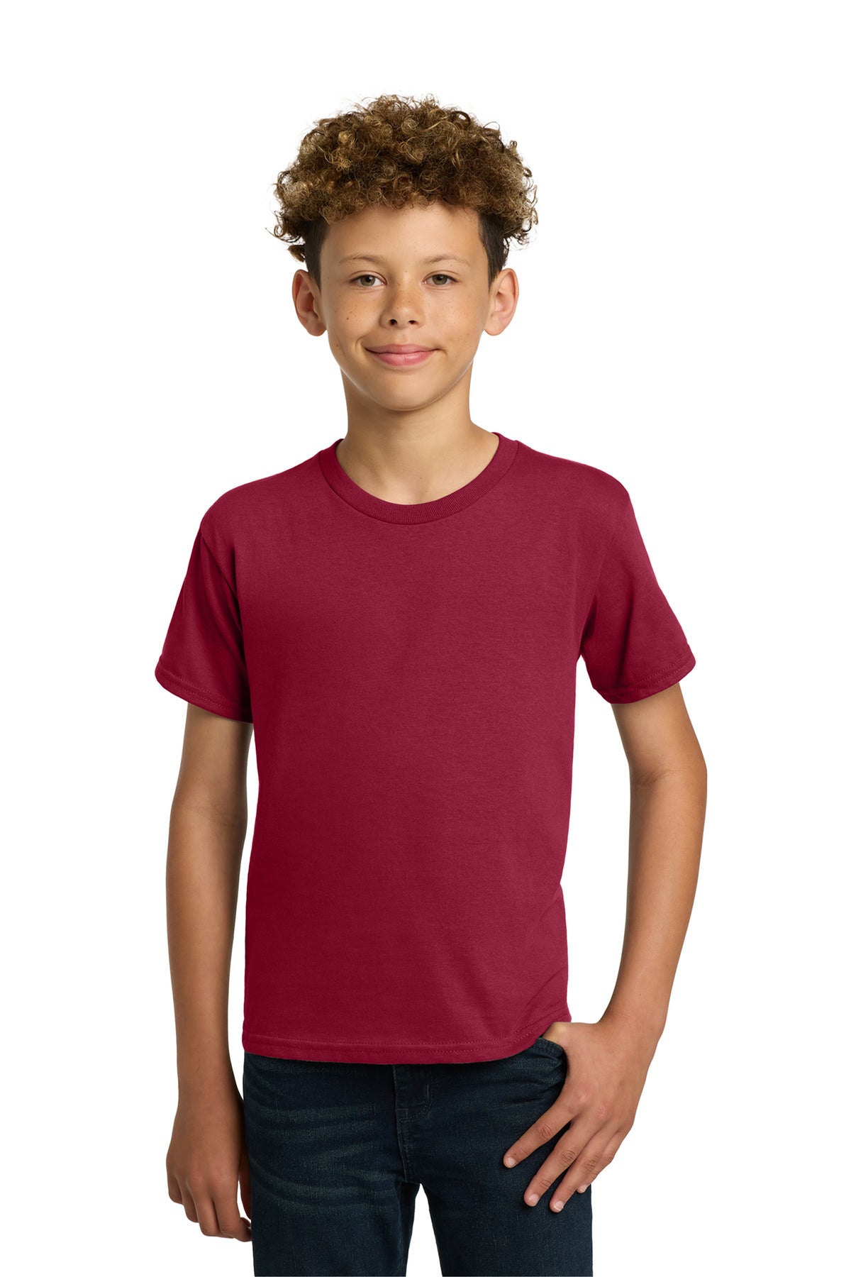 Custom Cardinal Red Youth Heavy Cotton Cotton Tee 5000B, personalized by SanCanDo Swag in Argyle, TX