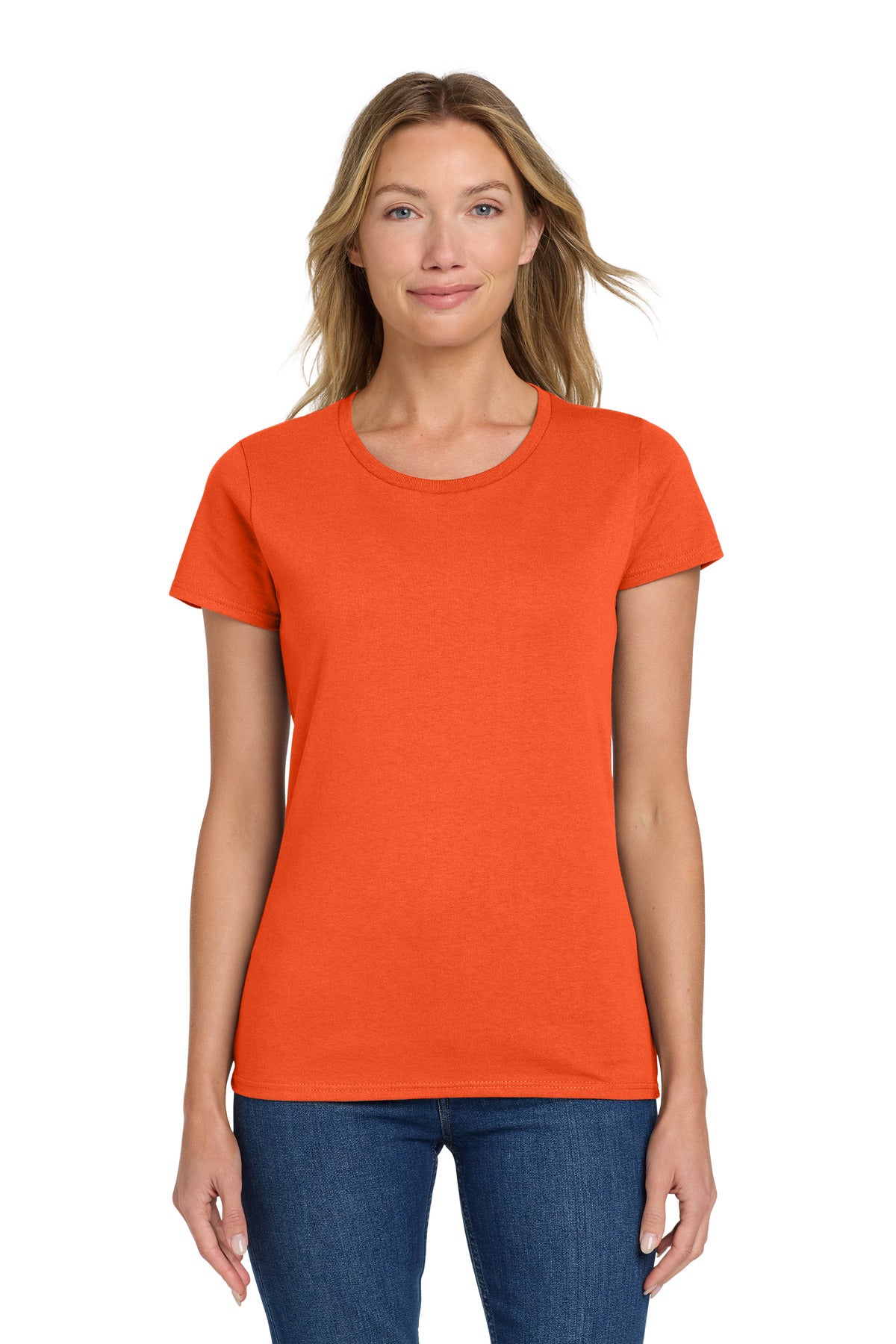 Custom Orange Women's Heavy Cotton Cotton Tee 5000L, personalized by SanCanDo Swag in Argyle, TX