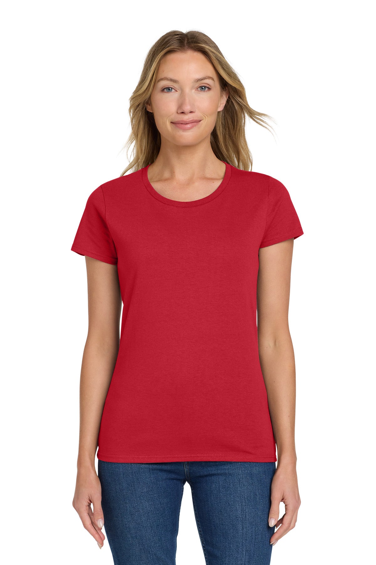 Custom Red Women's Heavy Cotton Cotton Tee 5000L, personalized by SanCanDo Swag in Argyle, TX