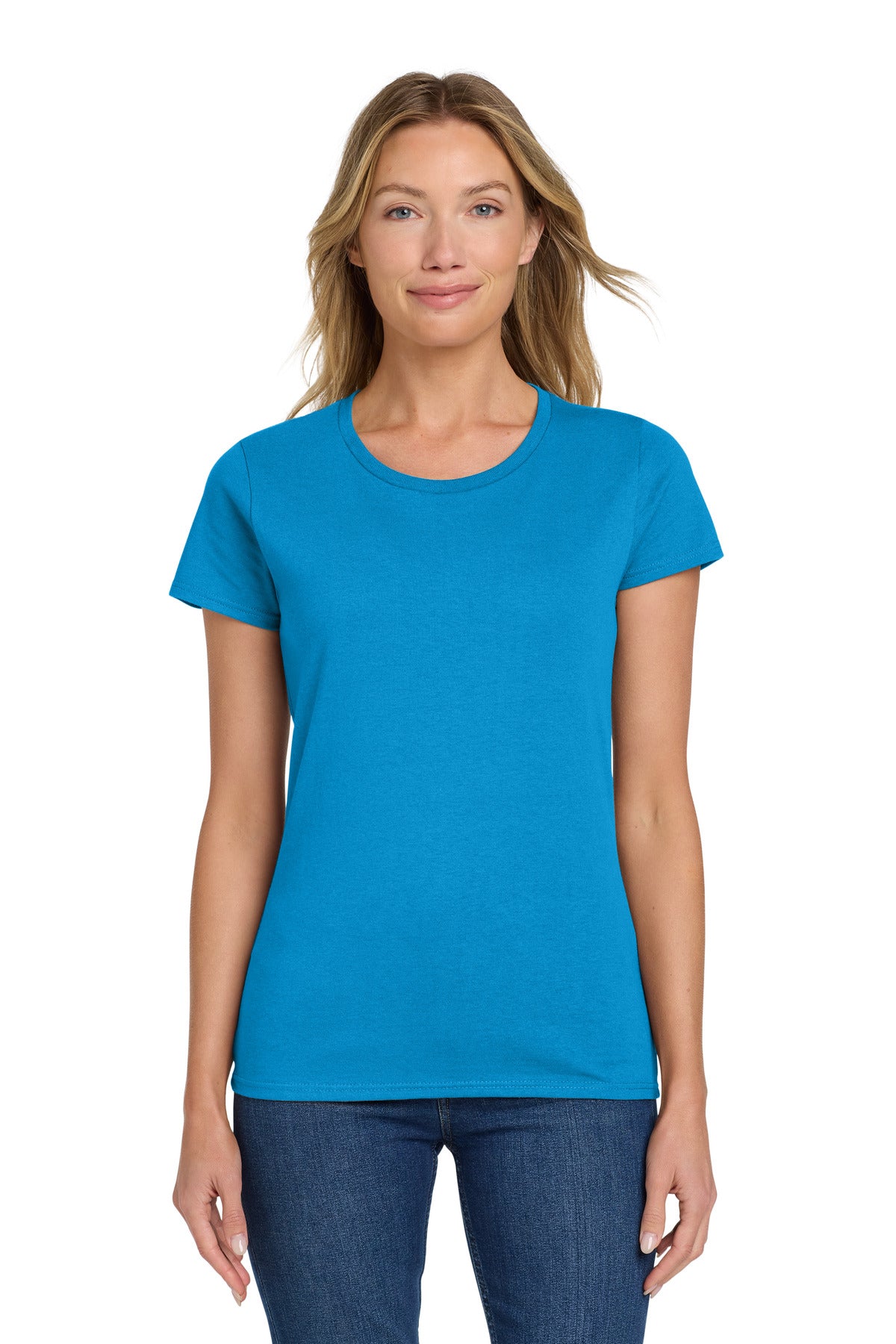 Custom Sapphire Women's Heavy Cotton Cotton Tee 5000L, personalized by SanCanDo Swag in Argyle, TX