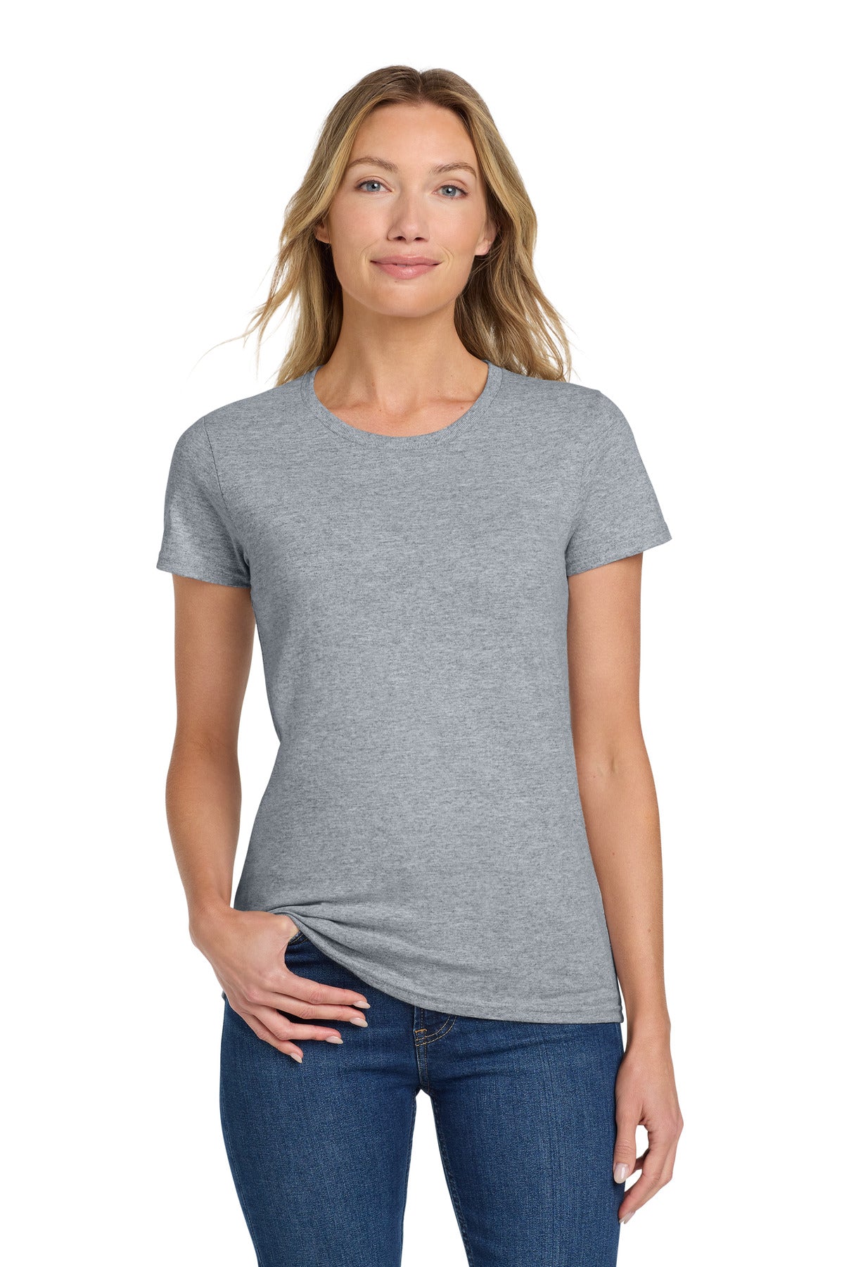 Custom Sport Grey Women's Heavy Cotton Cotton Tee 5000L, personalized by SanCanDo Swag in Argyle, TX