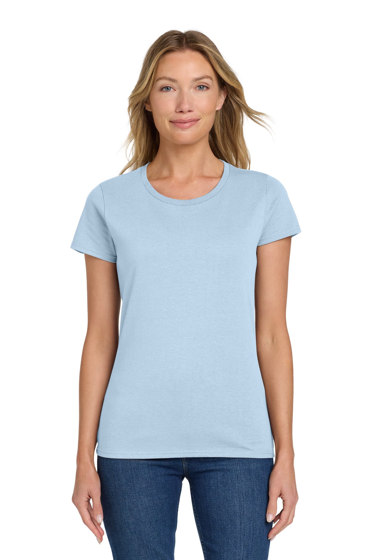 Custom Light Blue Women's Heavy Cotton Cotton Tee 5000L, personalized by SanCanDo Swag in Argyle, TX