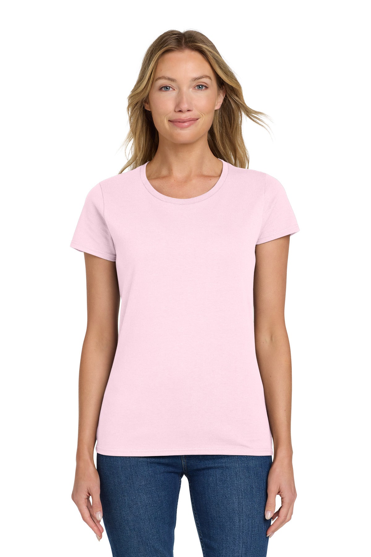 Custom Light Pink Women's Heavy Cotton Cotton Tee 5000L, personalized by SanCanDo Swag in Argyle, TX