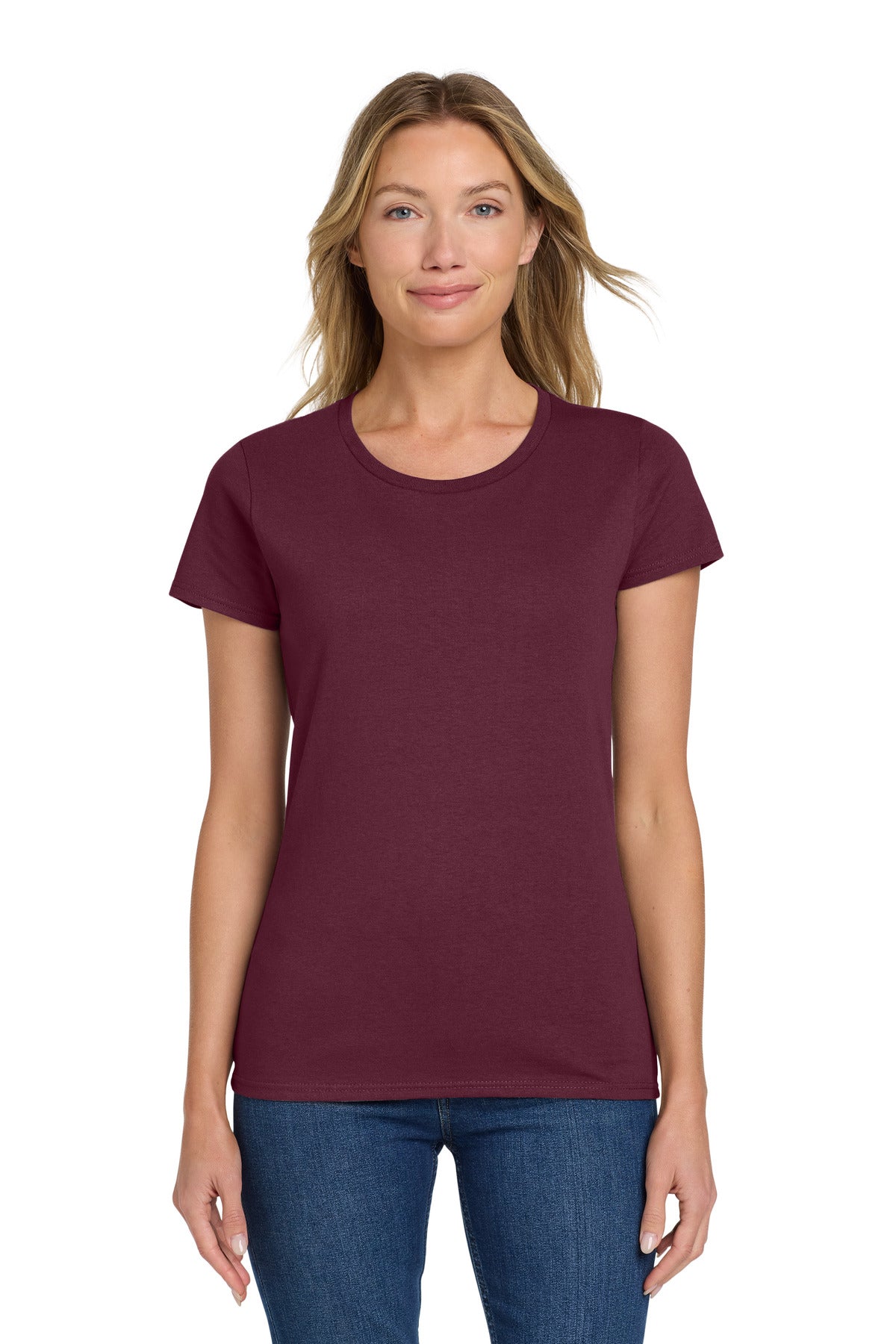 Custom Maroon Women's Heavy Cotton Cotton Tee 5000L, personalized by SanCanDo Swag in Argyle, TX