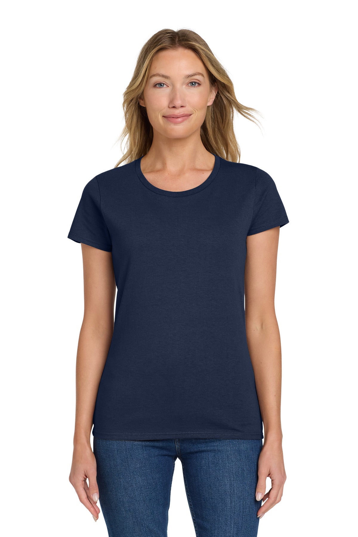 Custom Navy Women's Heavy Cotton Cotton Tee 5000L, personalized by SanCanDo Swag in Argyle, TX