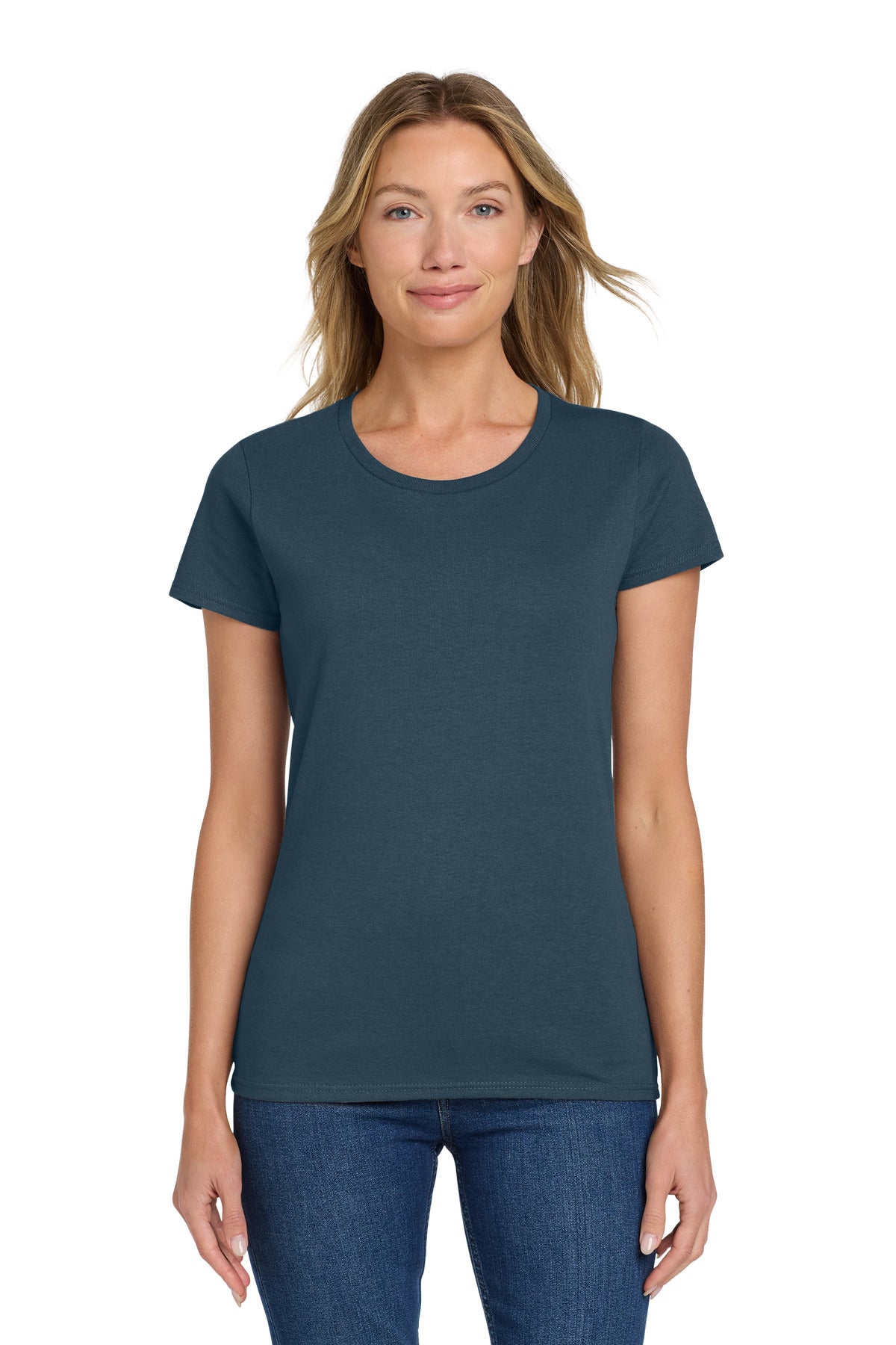 Custom Blue Dusk Women's Heavy Cotton Cotton Tee 5000L, personalized by SanCanDo Swag in Argyle, TX