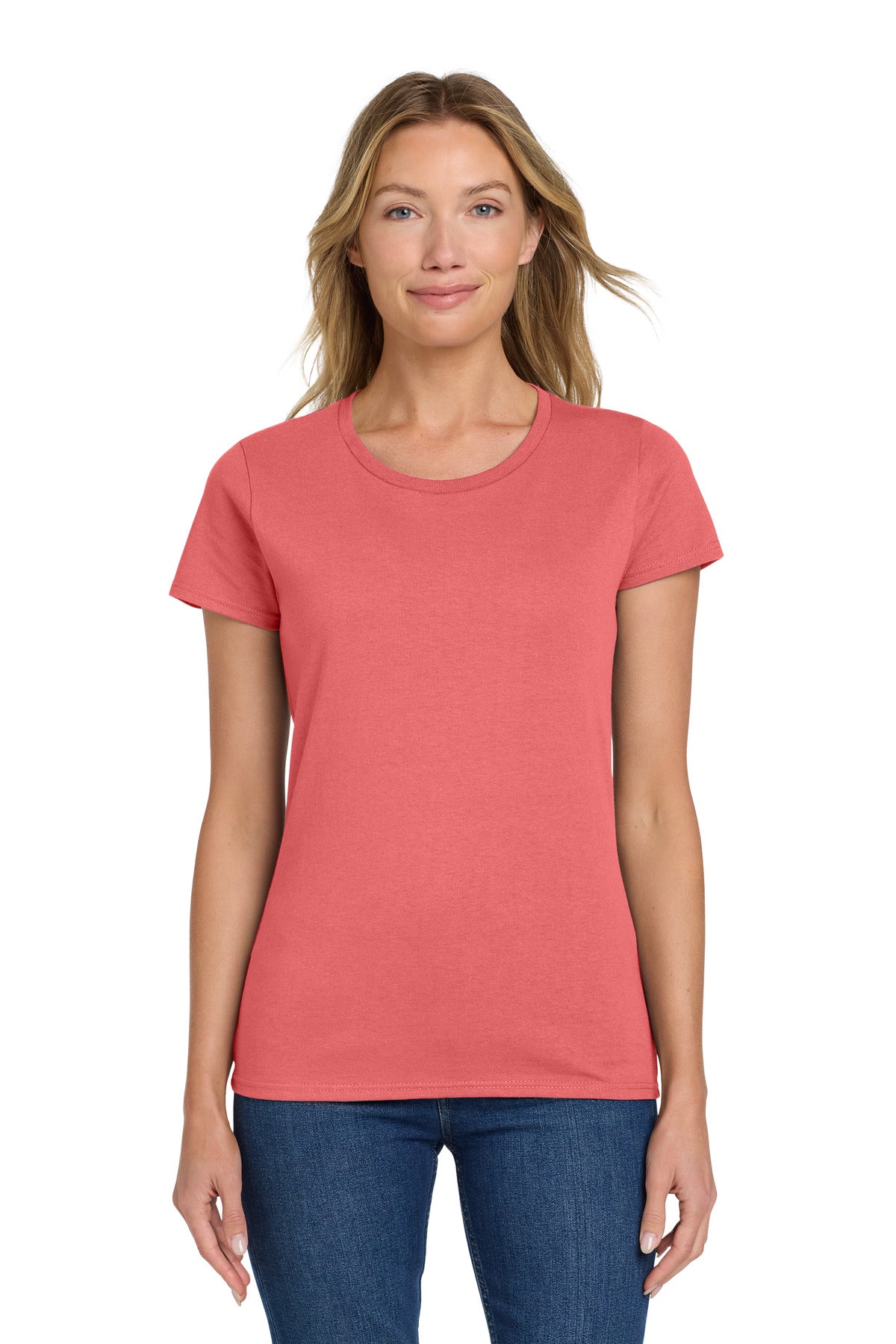 Custom Coral Silk Women's Heavy Cotton Cotton Tee 5000L, personalized by SanCanDo Swag in Argyle, TX