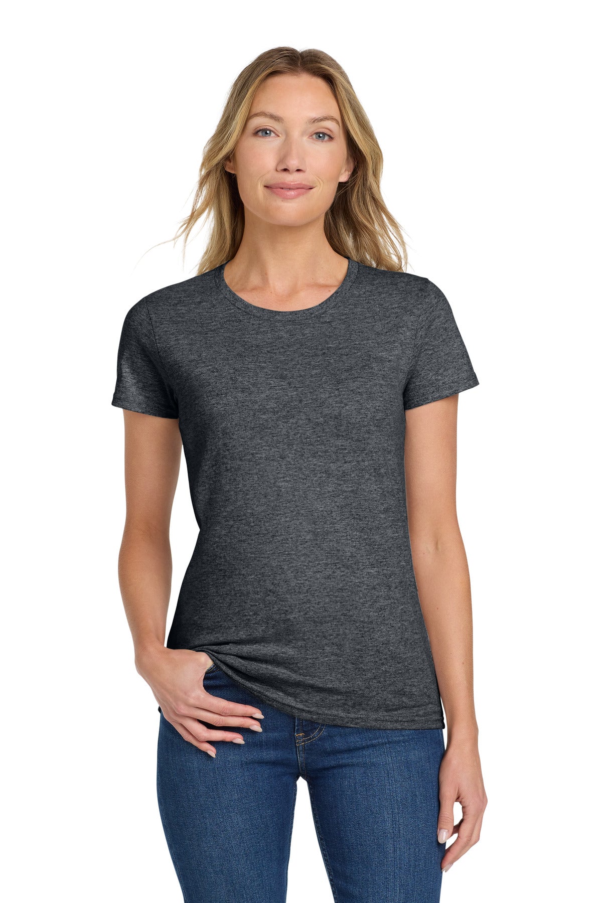 Custom Dark Heather Women's Heavy Cotton Cotton Tee 5000L, personalized by SanCanDo Swag in Argyle, TX