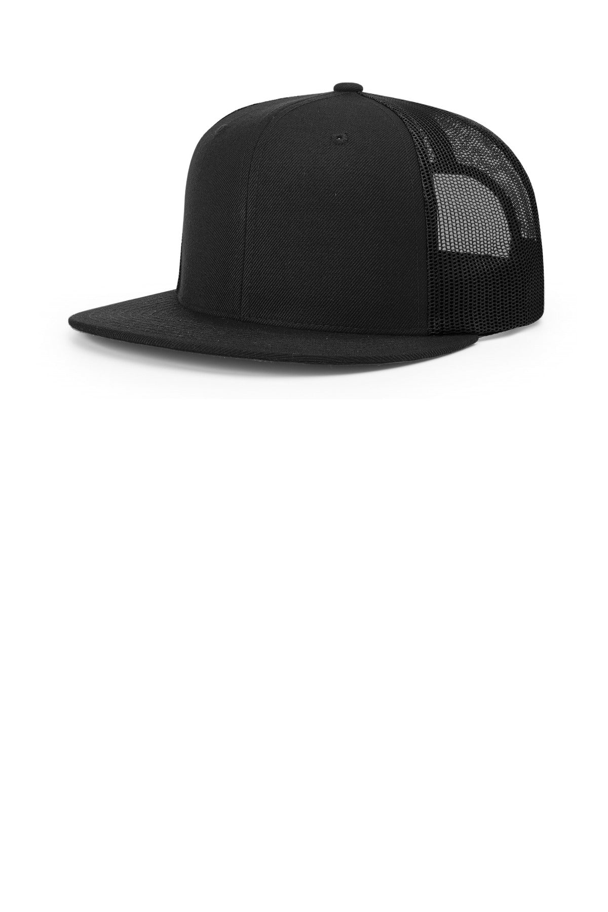 Custom Black Acrylic-Wool Blend Flatbill Trucker 511, personalized by SanCanDo Swag in Argyle, TX