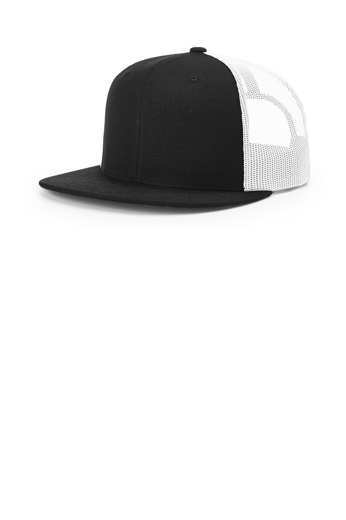 Custom Black/ White Acrylic-Wool Blend Flatbill Trucker 511, personalized by SanCanDo Swag in Argyle, TX