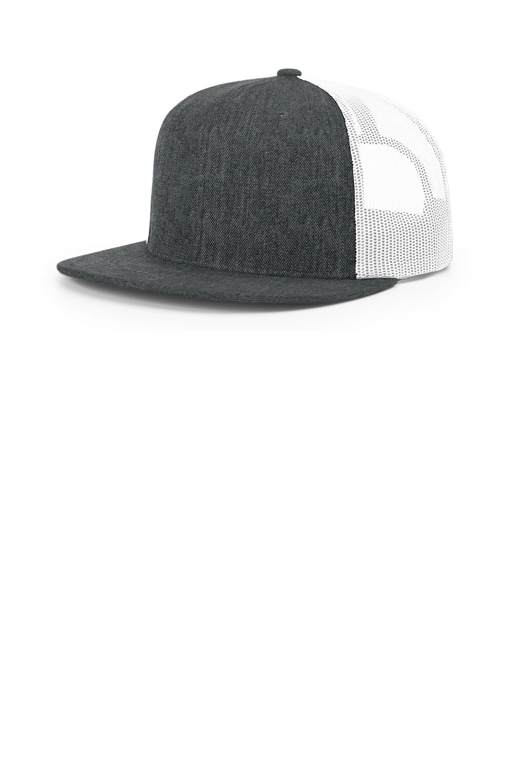 Custom Heather Charcoal/ White Acrylic-Wool Blend Flatbill Trucker 511, personalized by SanCanDo Swag in Argyle, TX