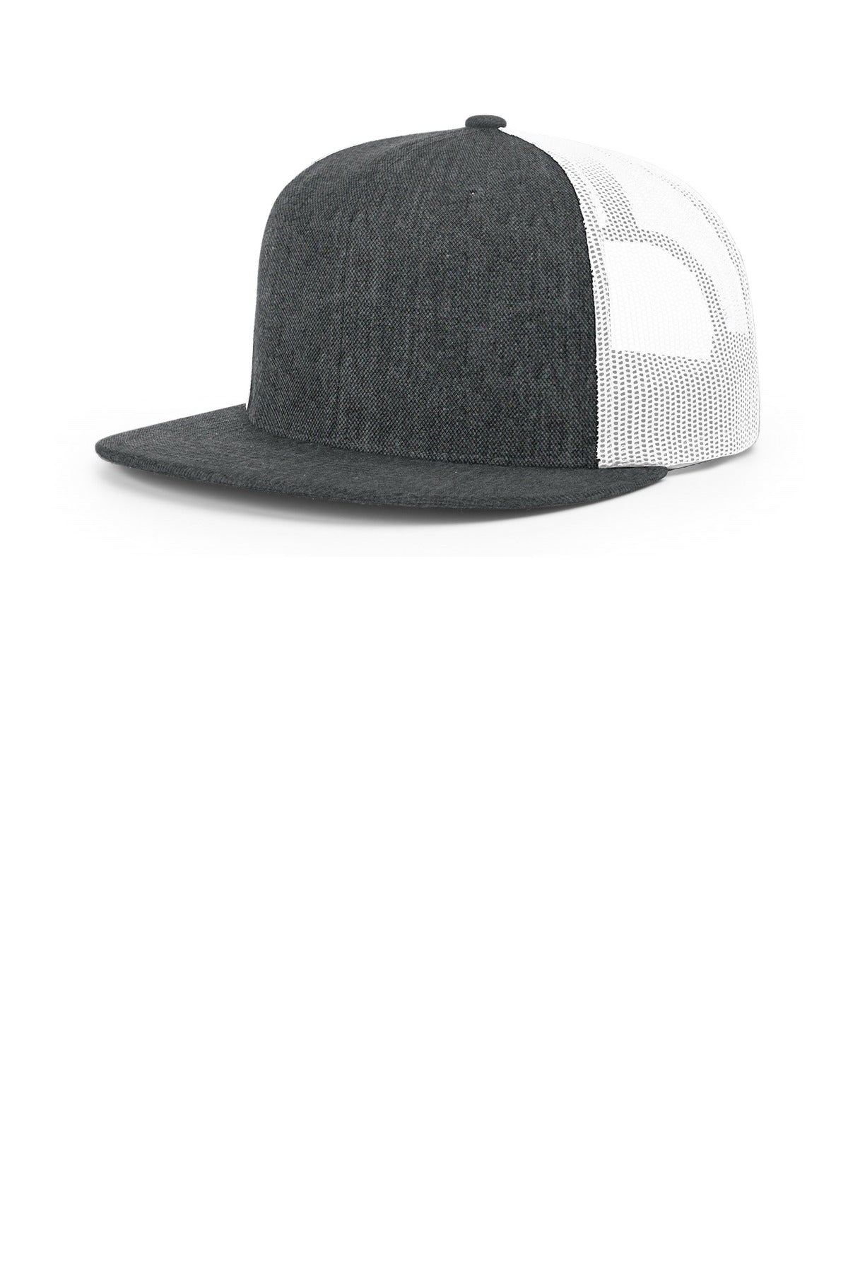 Custom Heather Charcoal/ White Acrylic-Wool Blend Flatbill Trucker 511, personalized by SanCanDo Swag in Argyle, TX
