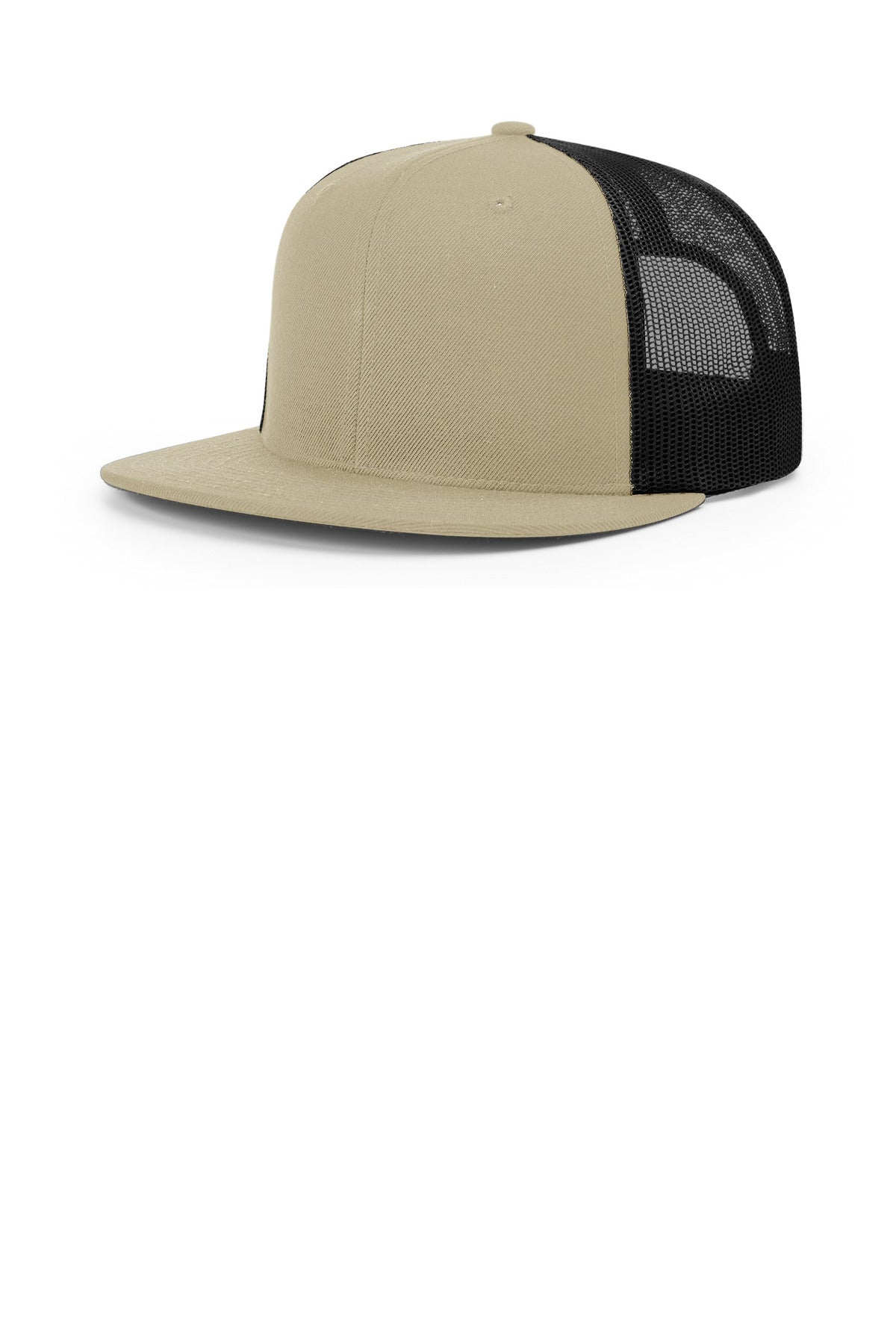 Custom Khaki/ Black Acrylic-Wool Blend Flatbill Trucker 511, personalized by SanCanDo Swag in Argyle, TX