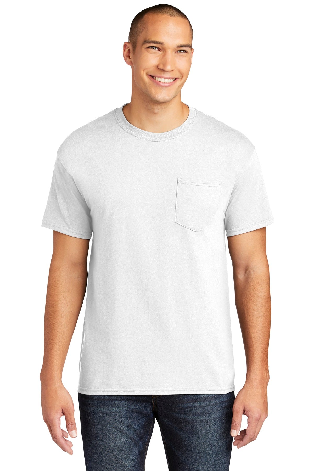 Custom White Heavy Cotton 100% Cotton Pocket Tee 5300, personalized by SanCanDo Swag in Argyle, TX