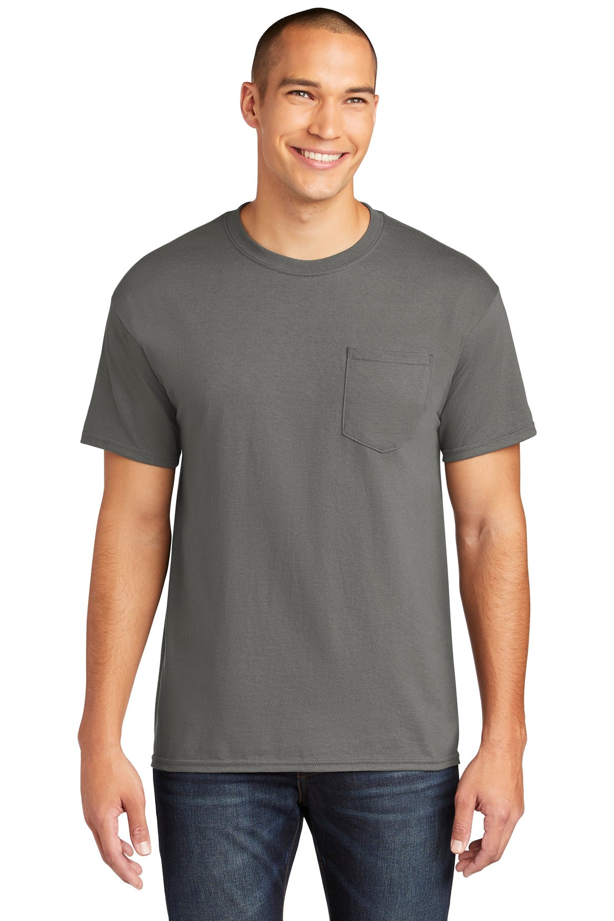 Custom Charcoal Heavy Cotton 100% Cotton Pocket Tee 5300, personalized by SanCanDo Swag in Argyle, TX