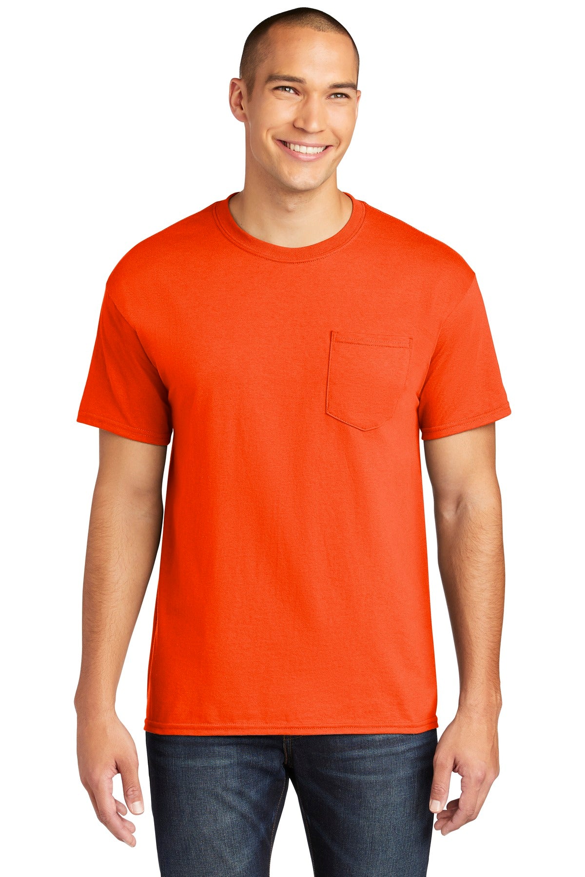 Custom Orange Heavy Cotton 100% Cotton Pocket Tee 5300, personalized by SanCanDo Swag in Argyle, TX