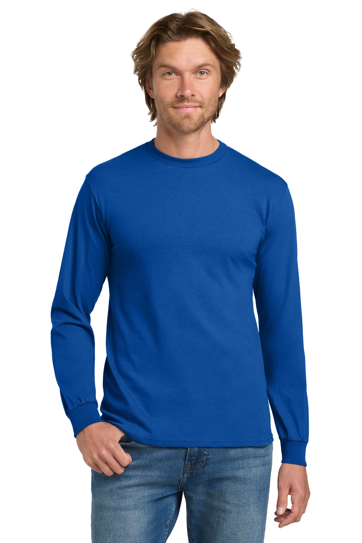Custom Royal Heavy Cotton 100% Cotton Long Sleeve Tee 5400, personalized by SanCanDo Swag in Argyle, TX