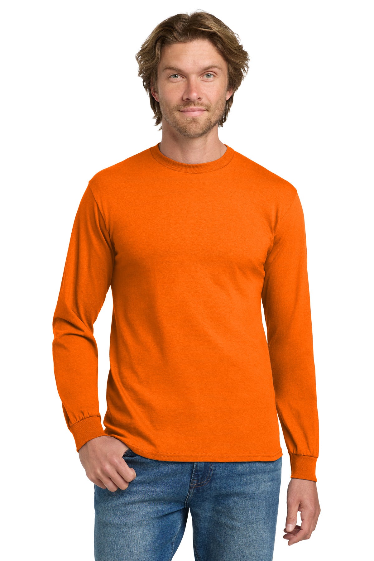 Custom S. Orange Heavy Cotton 100% Cotton Long Sleeve Tee 5400, personalized by SanCanDo Swag in Argyle, TX