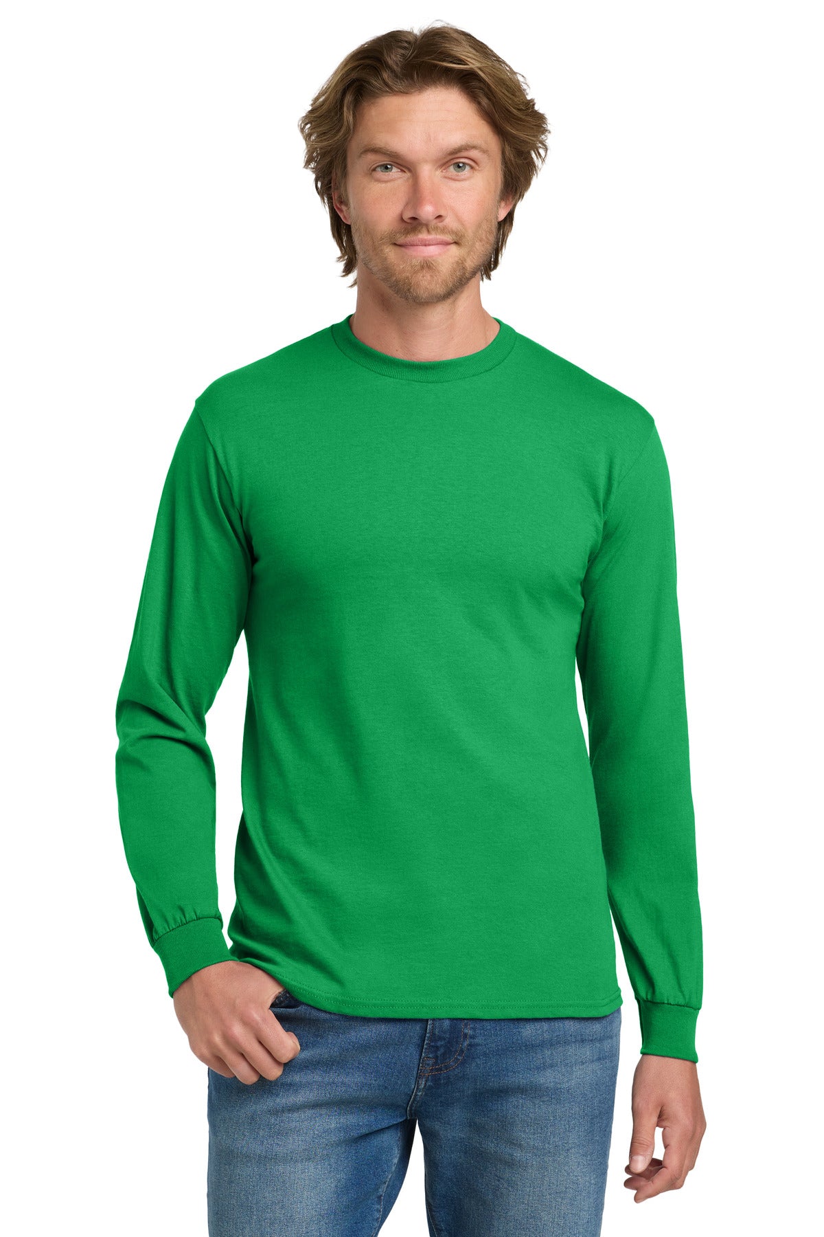 Custom Irish Green Heavy Cotton 100% Cotton Long Sleeve Tee 5400, personalized by SanCanDo Swag in Argyle, TX