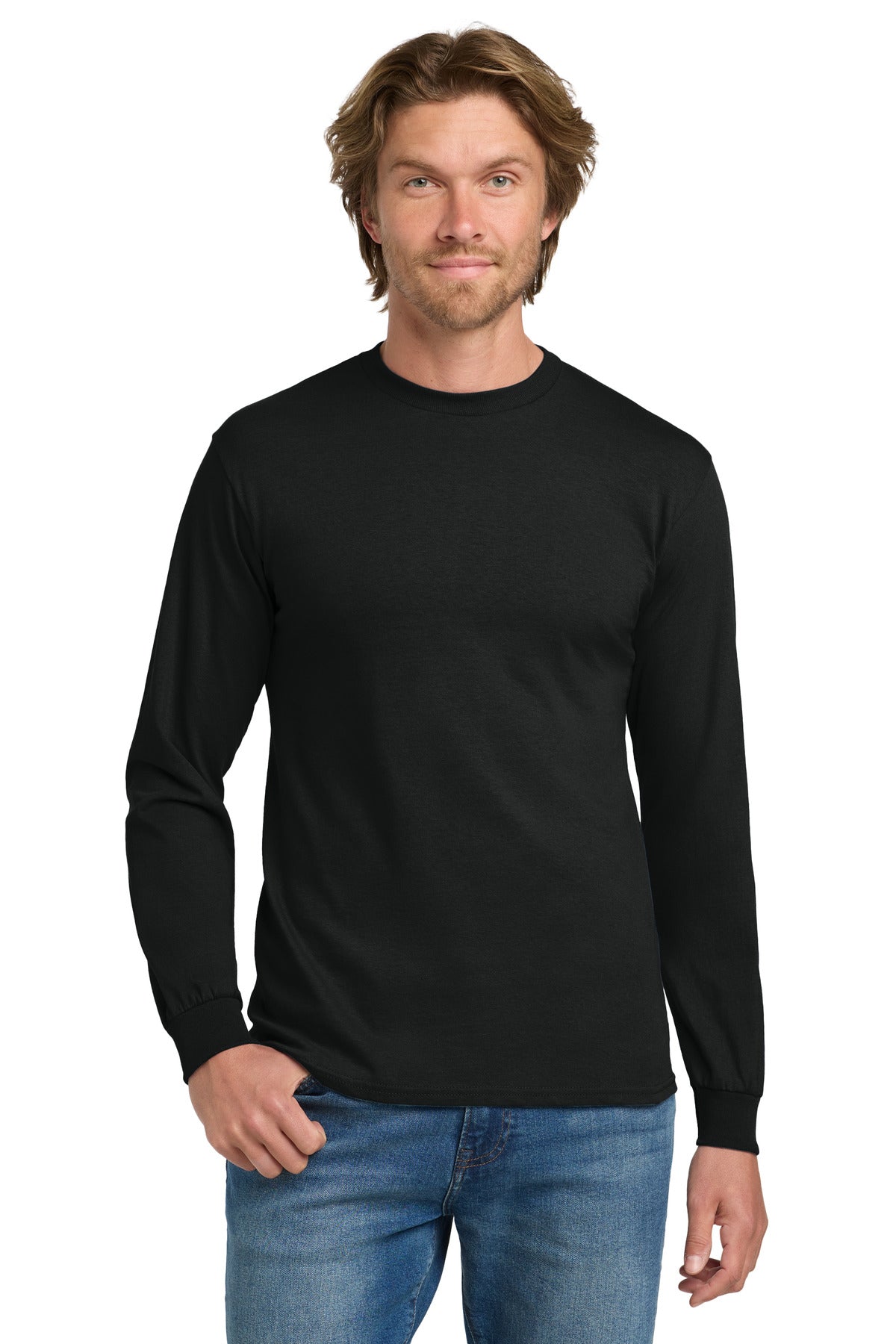Custom Black Heavy Cotton 100% Cotton Long Sleeve Tee 5400, personalized by SanCanDo Swag in Argyle, TX