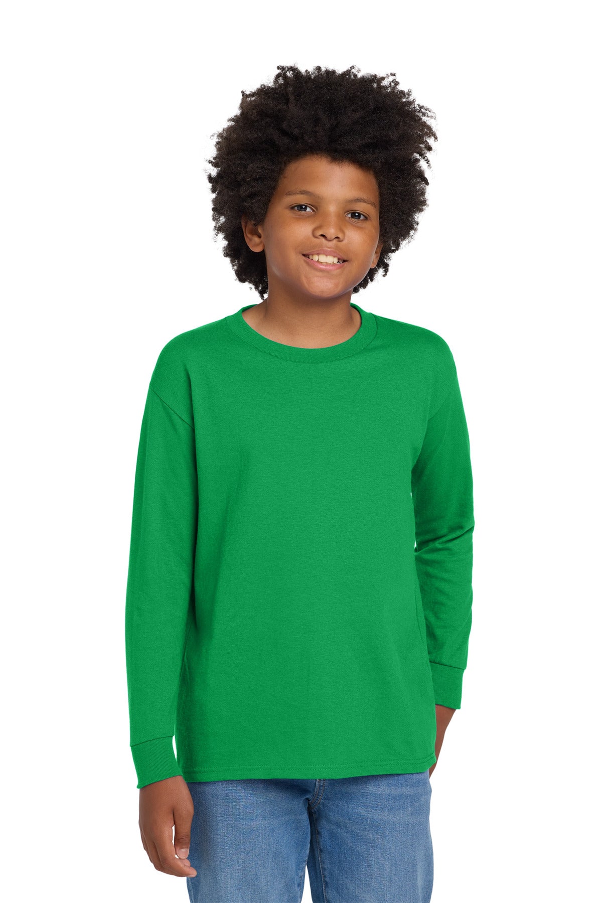 Custom Irish Green Heavy Cotton 100% Cotton Long Sleeve Tee 5400B, personalized by SanCanDo Swag in Argyle, TX