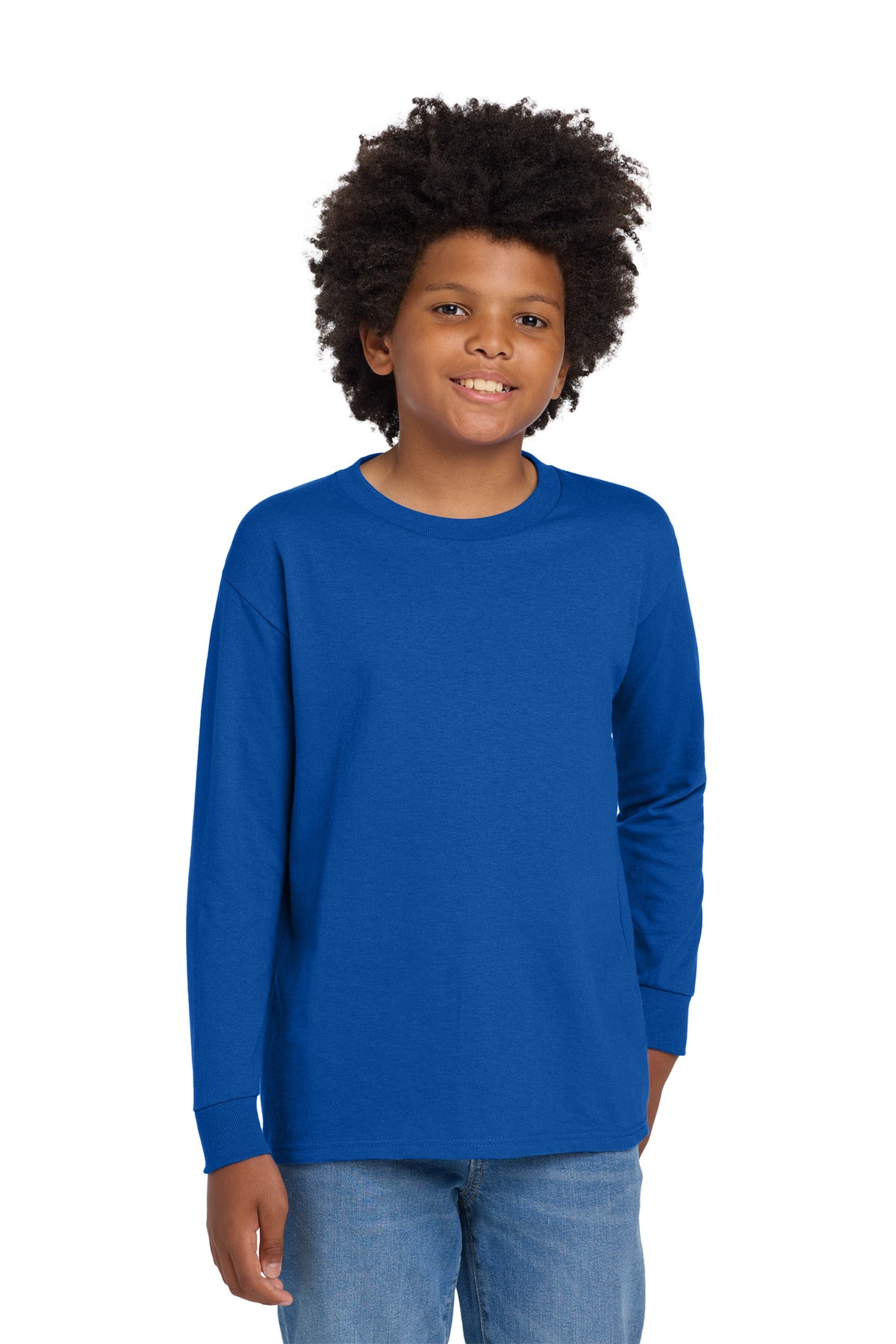 Custom Royal Heavy Cotton 100% Cotton Long Sleeve Tee 5400B, personalized by SanCanDo Swag in Argyle, TX
