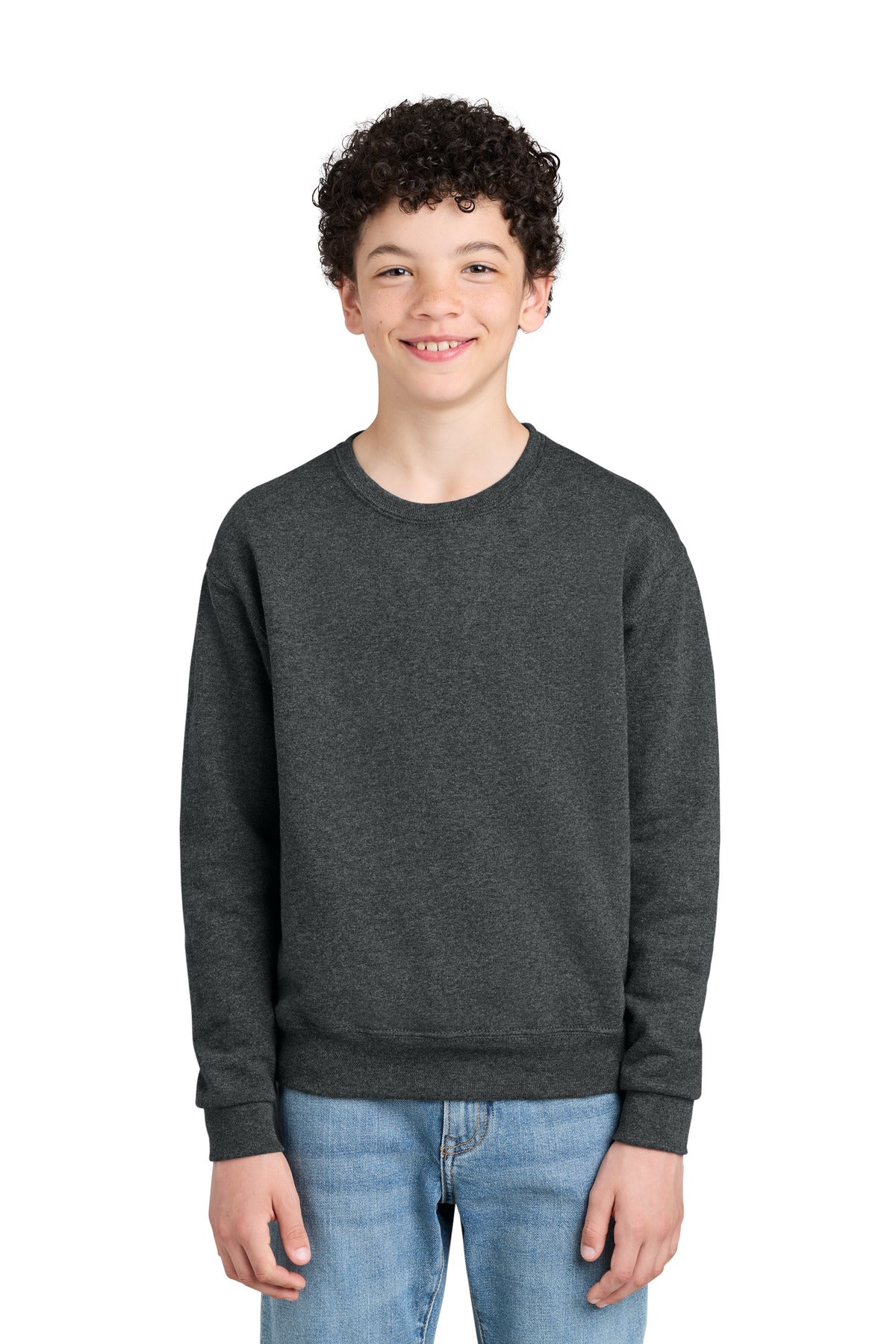 Custom Black Heather Youth NuBlend Crewneck 562B, personalized by SanCanDo Swag in Argyle, TX