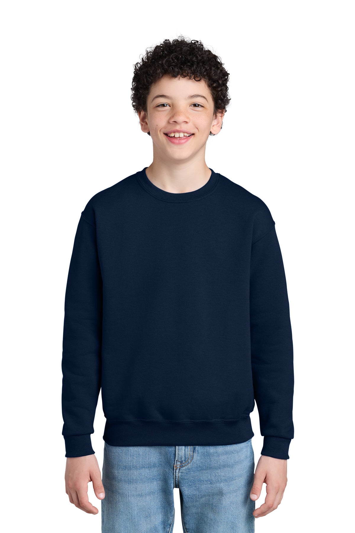 Custom J. Navy Youth NuBlend Crewneck 562B, personalized by SanCanDo Swag in Argyle, TX