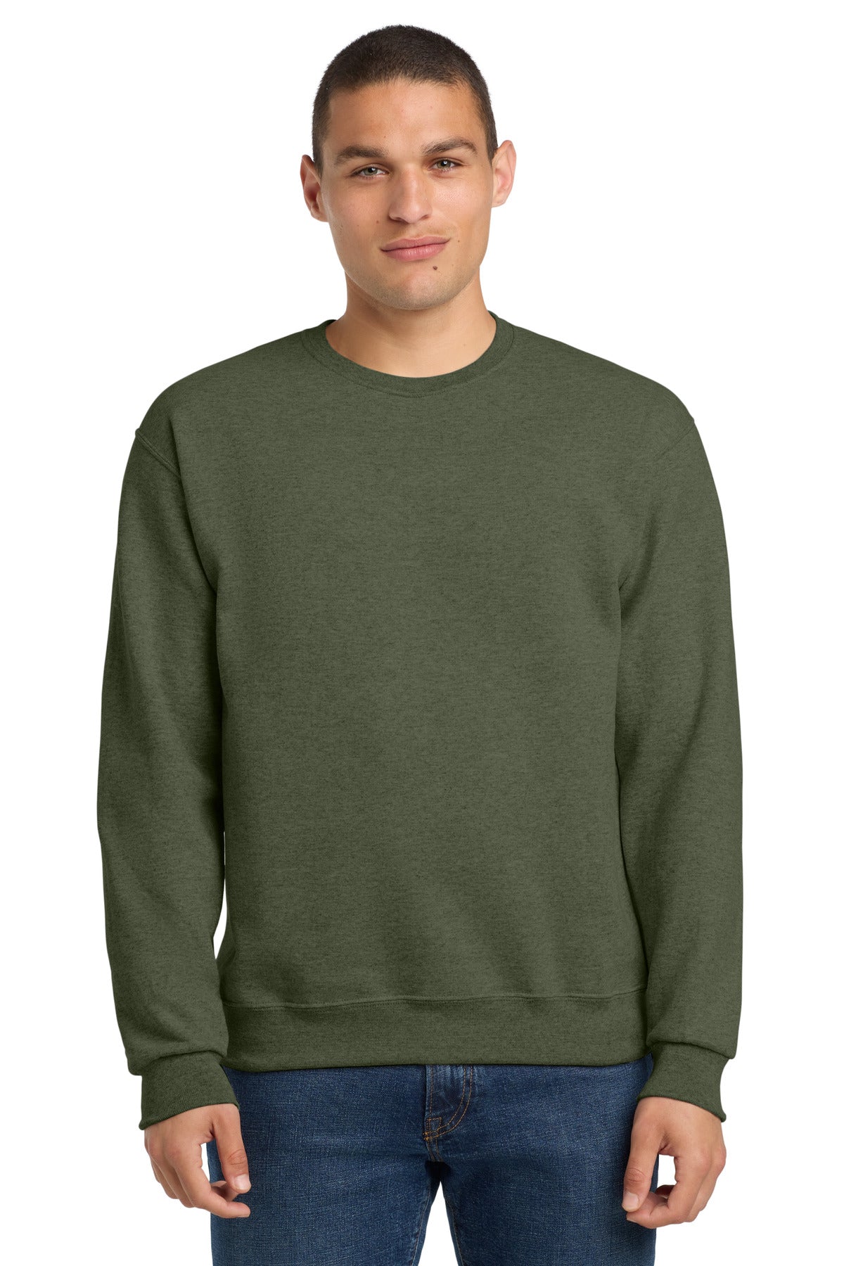 Custom Military Green Heather NuBlend Crewneck 562M, personalized by SanCanDo Swag in Argyle, TX